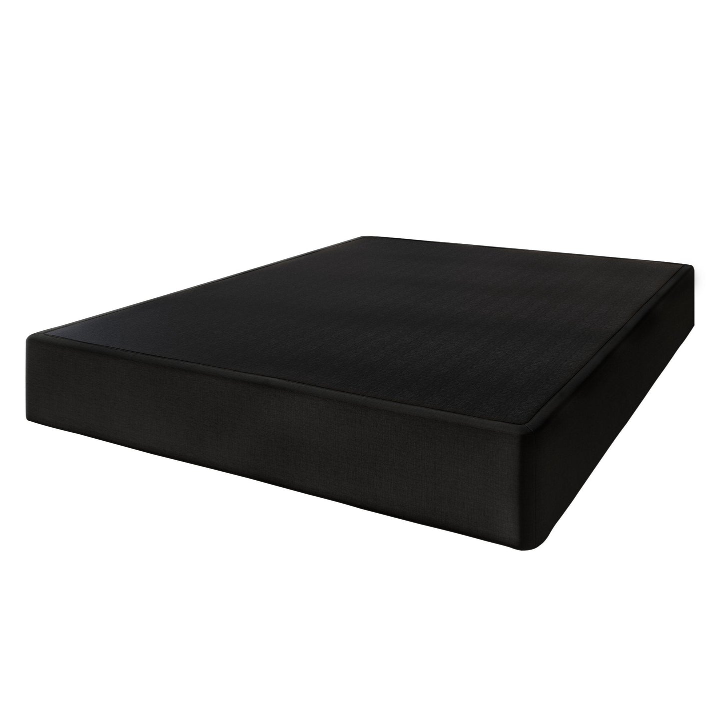 Tawnya Solid Wood 8-Inch Box Spring Foundation with Wood Slats with Black Linen Cover