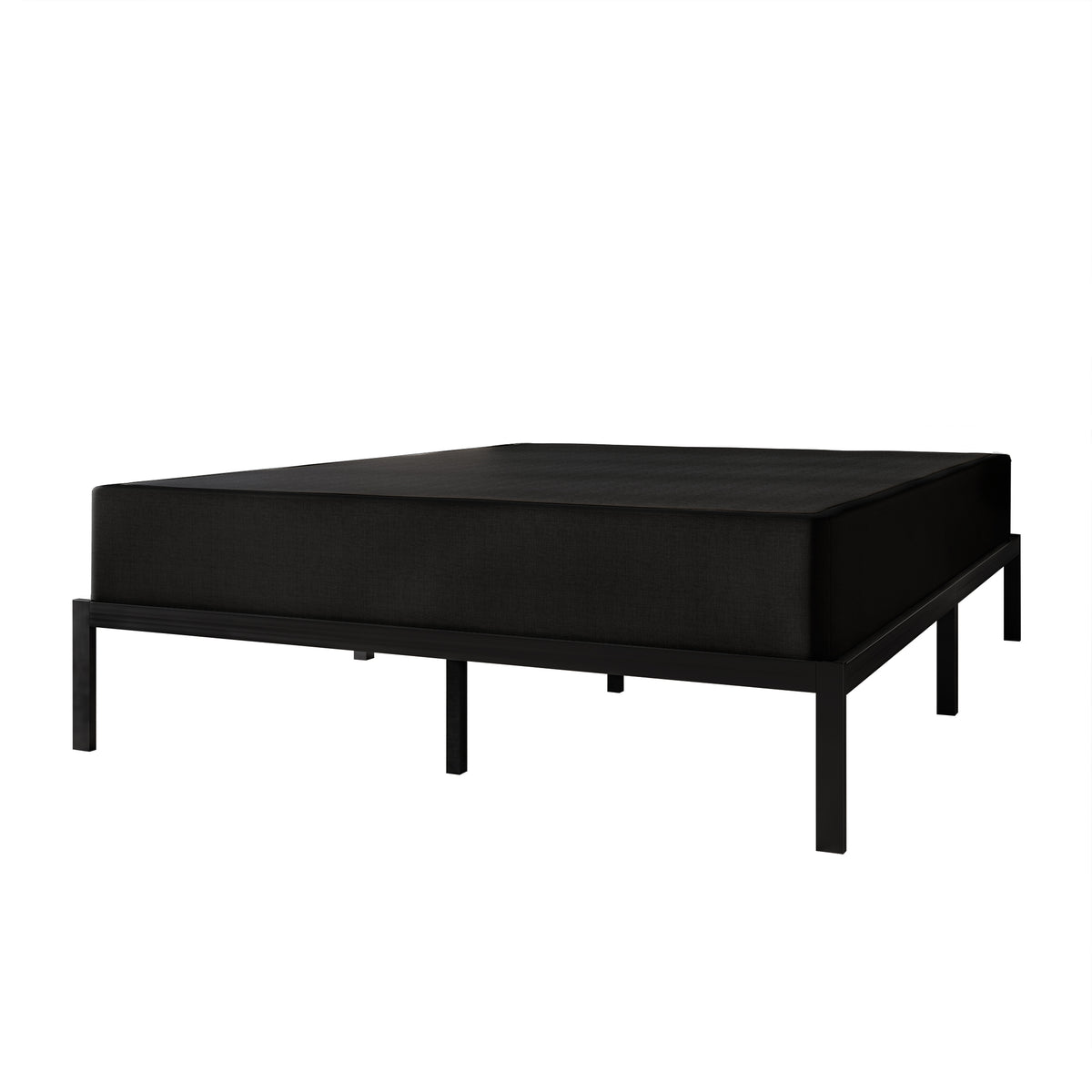 Tawnya Solid Wood 8-Inch Box Spring Foundation with Wood Slats with Black Linen Cover