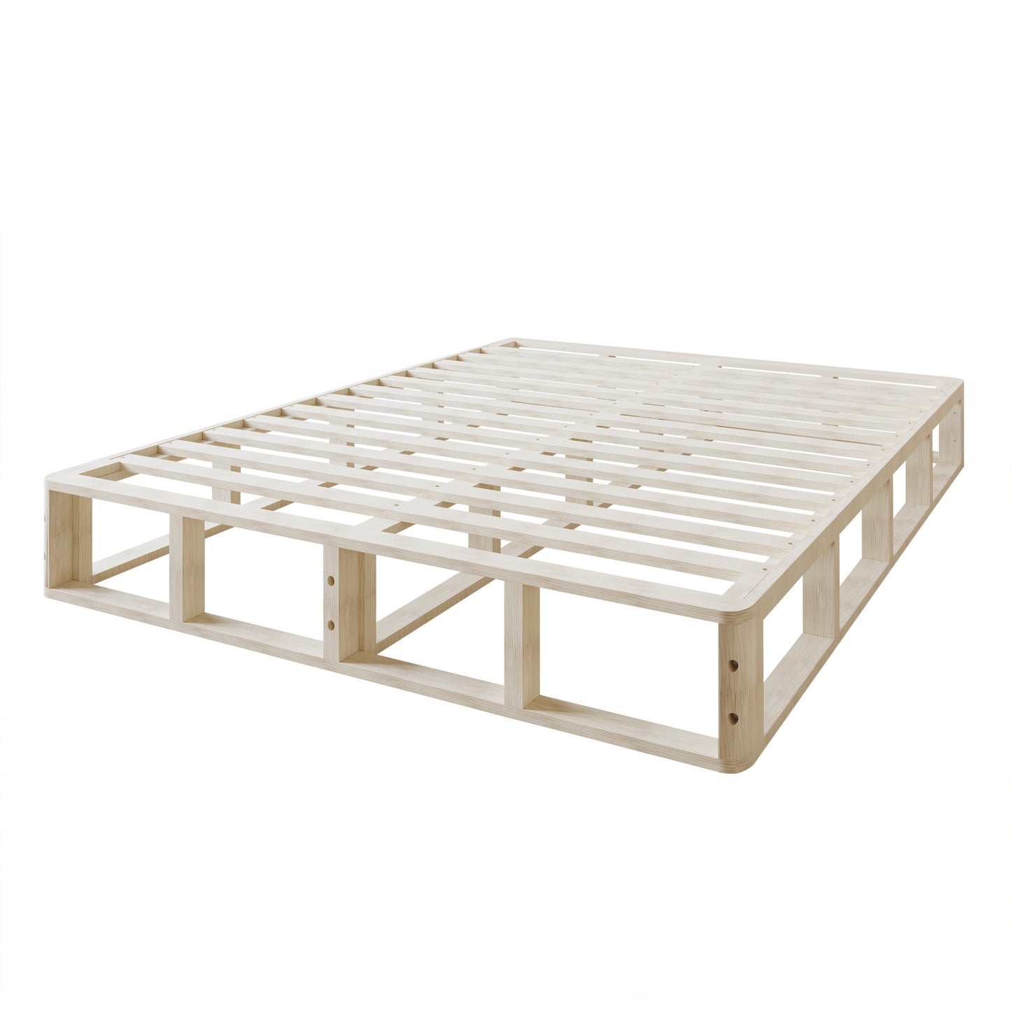 Tawnya Solid Wood 8-Inch Box Spring Foundation with Wood Slats with Black Linen Cover