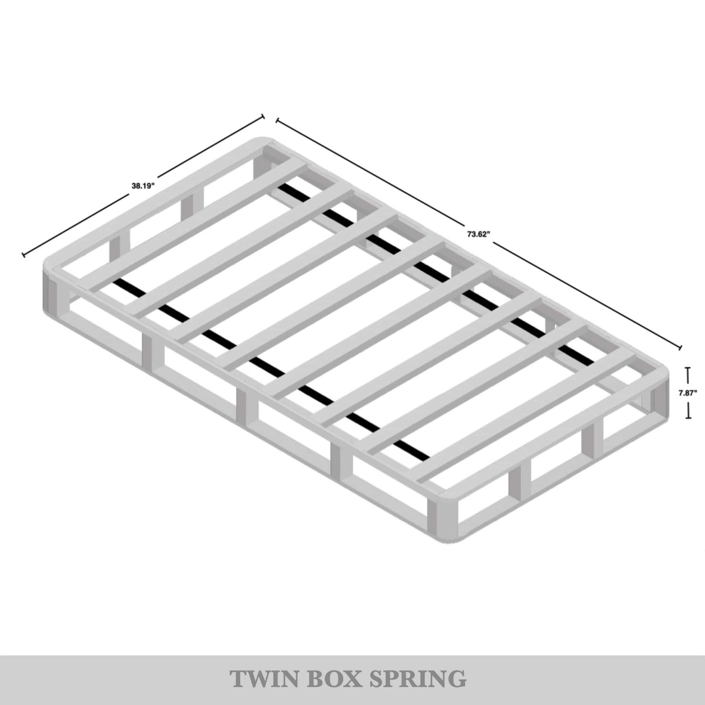 Tawnya Solid Wood 8-Inch Box Spring Foundation with Wood Slats with Black Linen Cover