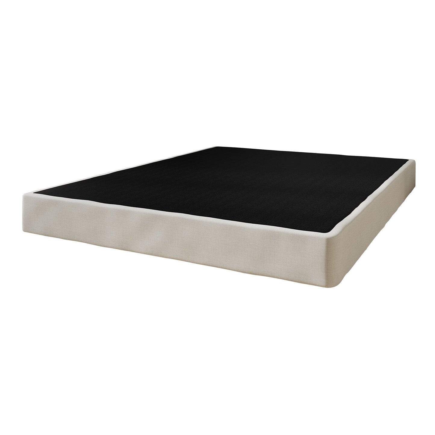 Nickalls Solid Wood 5-Inch Box Spring Foundation with Wood Slats with Warm Grey Linen Cover
