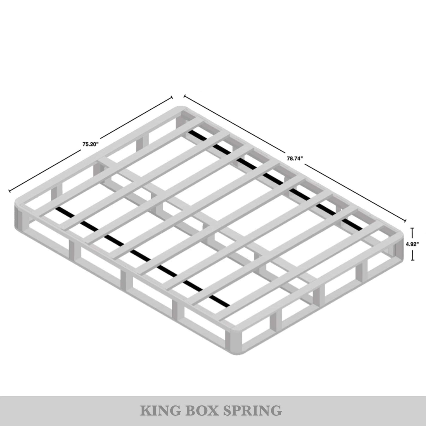 Nickalls Solid Wood 5-Inch Box Spring Foundation with Wood Slats with Warm Grey Linen Cover