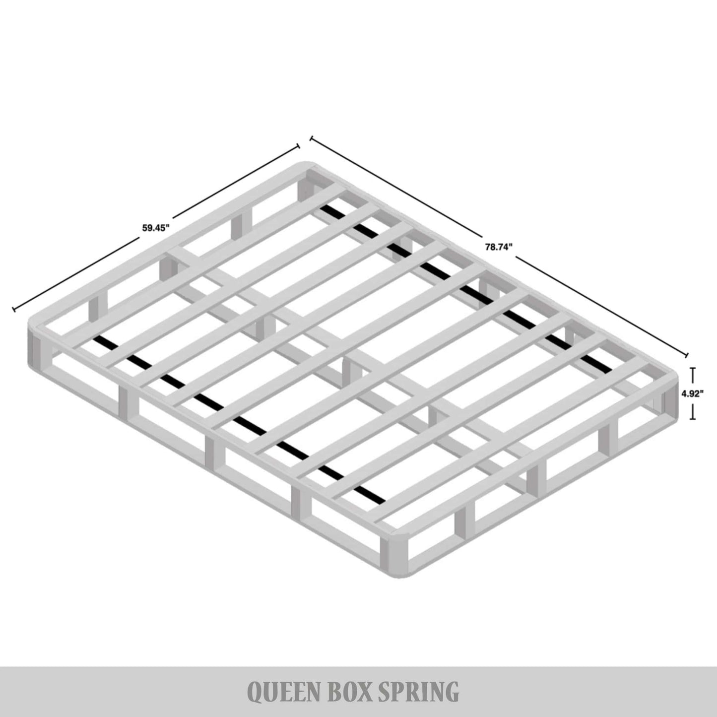Nickalls Solid Wood 5-Inch Box Spring Foundation with Wood Slats with Warm Grey Linen Cover