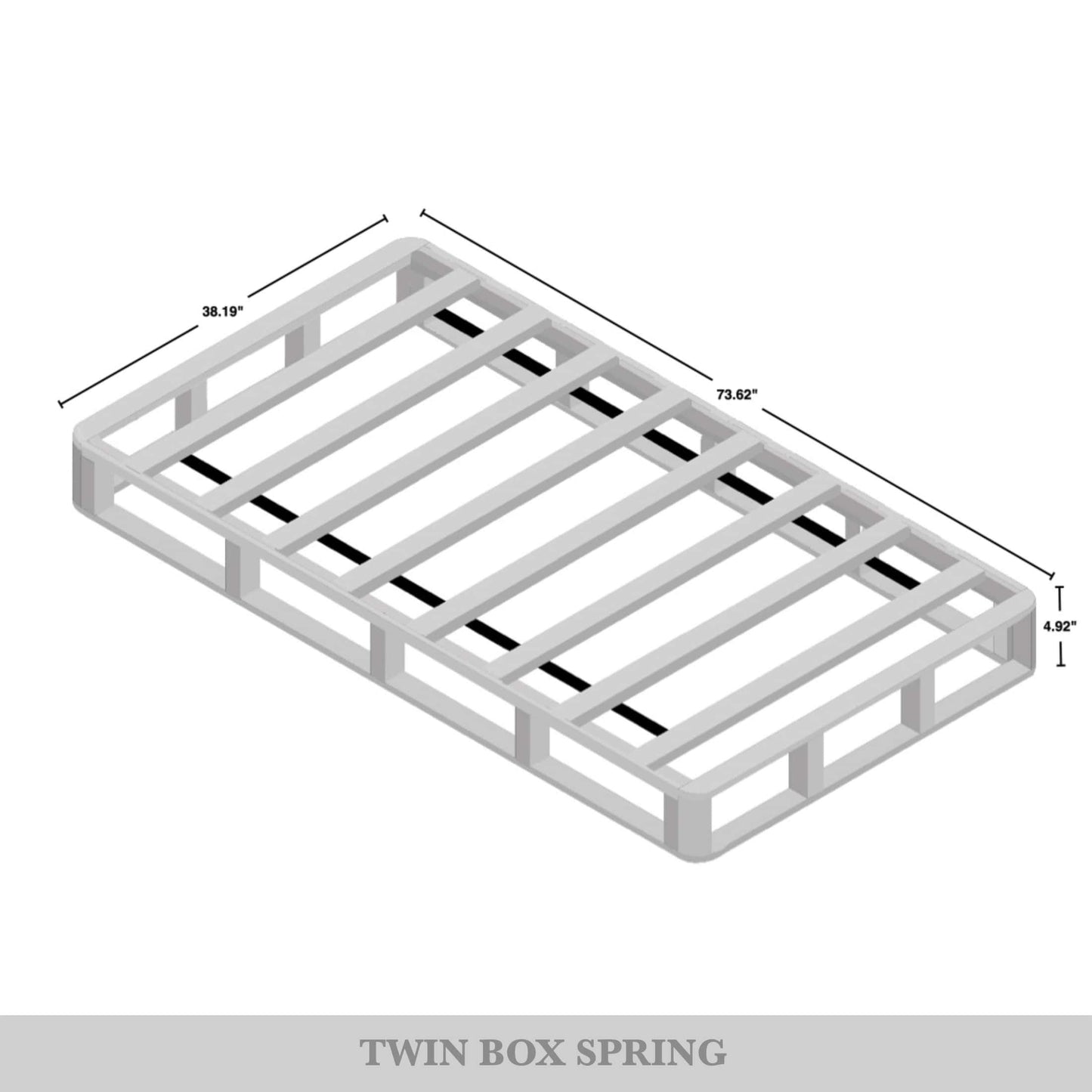 Nickalls Solid Wood 5-Inch Box Spring Foundation with Wood Slats with Warm Grey Linen Cover