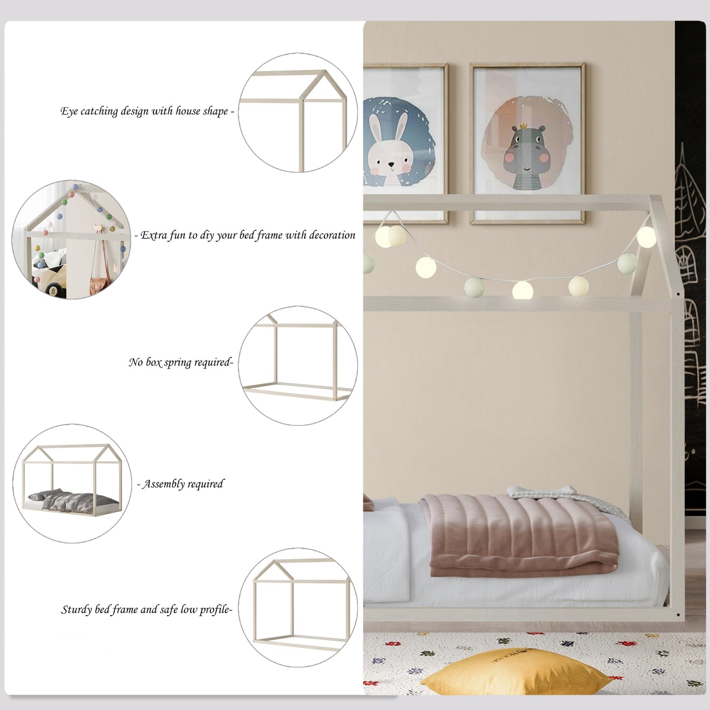 Zirke Dream House-shaped Twin size Wooden Canopy Bed