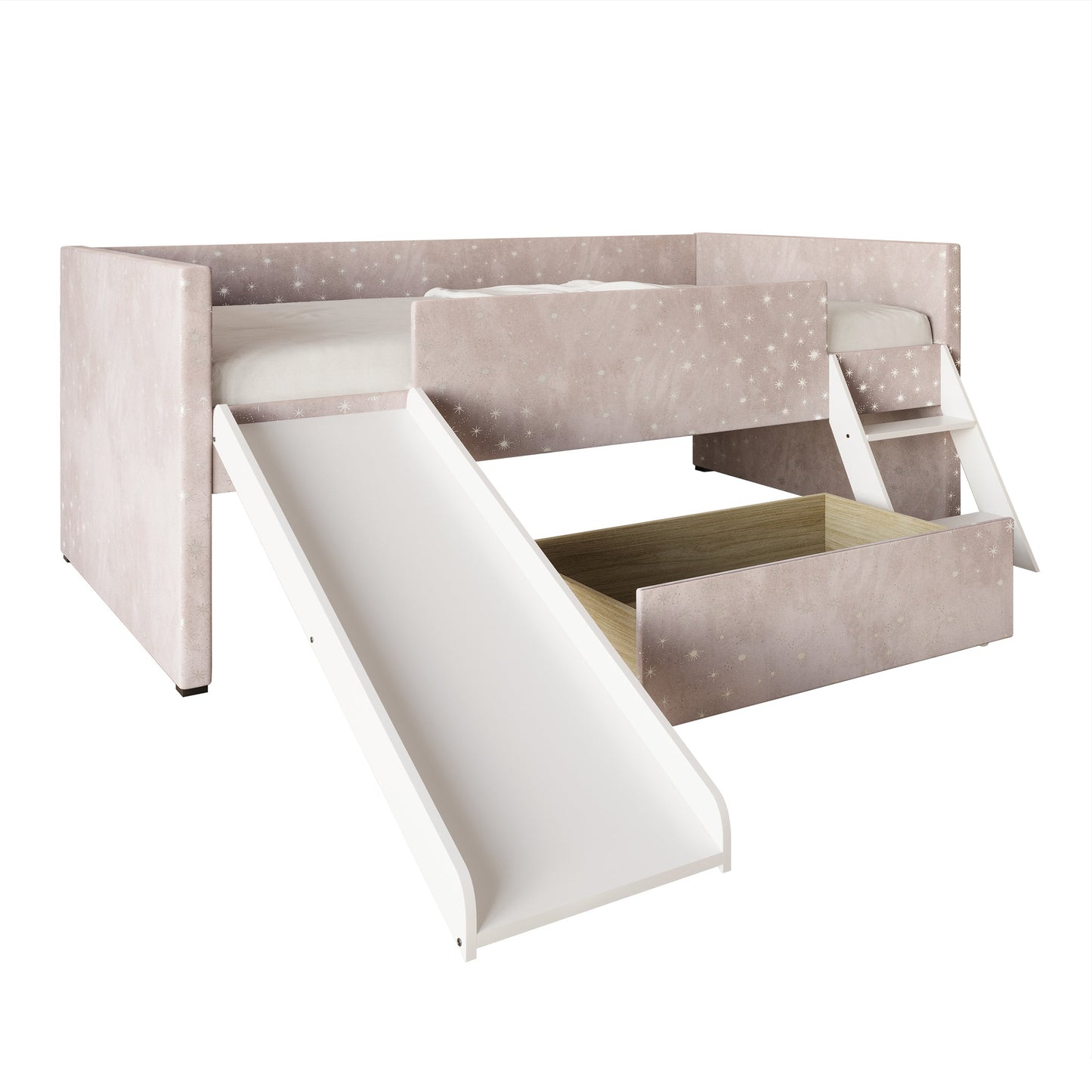 Antelmo Multifunctional Velvet Upholstered Loft Bed