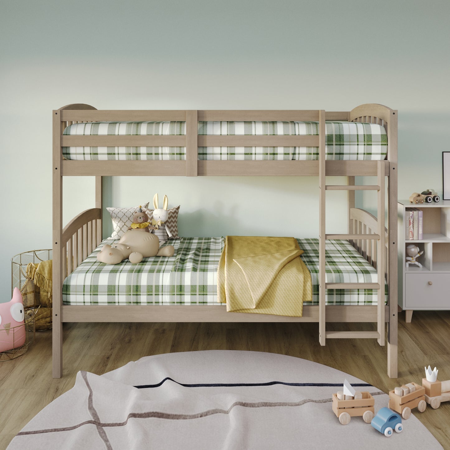 Jeeven Mid-Century Twin Over Twin Bunk Bed