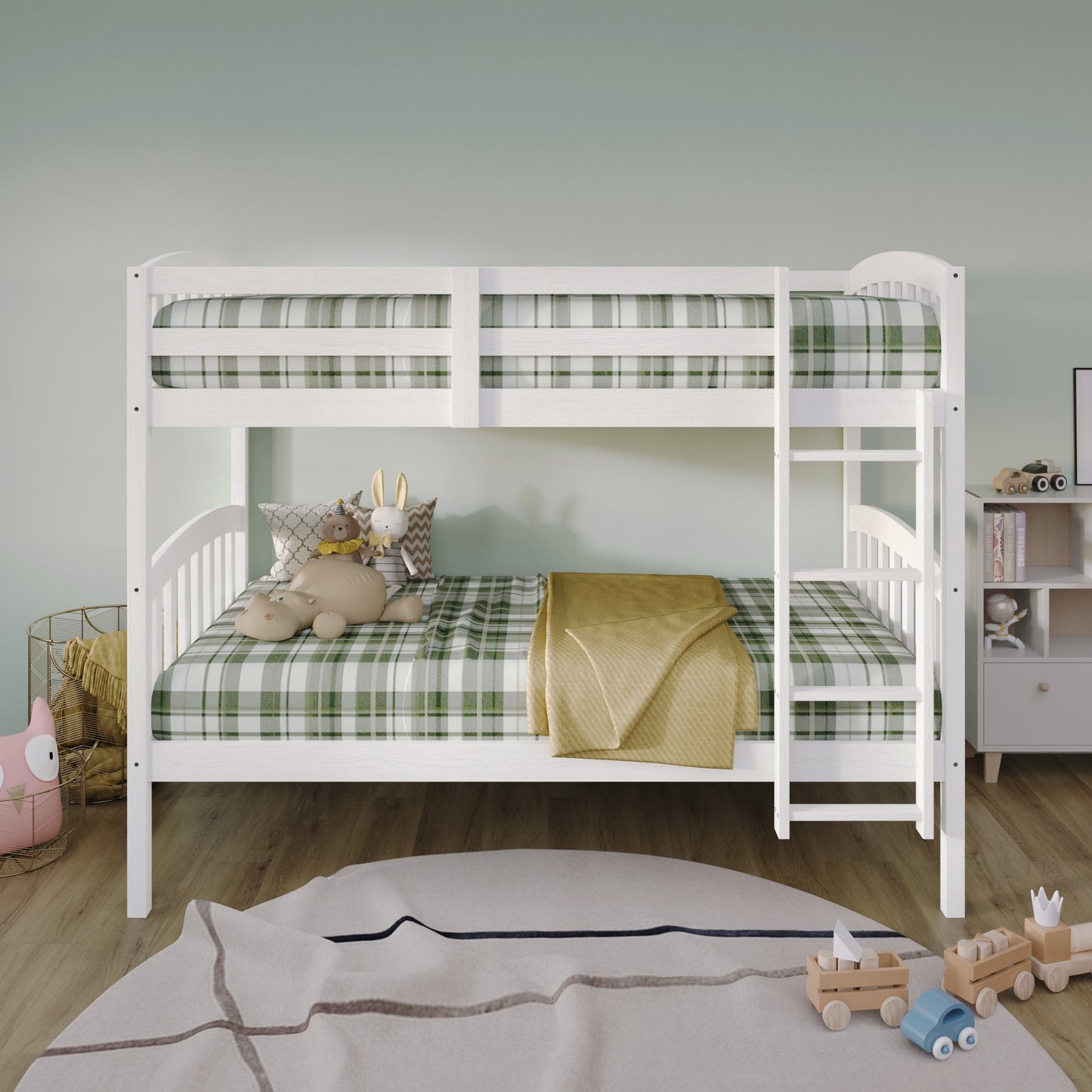Jeeven Mid-Century Twin Over Twin Bunk Bed