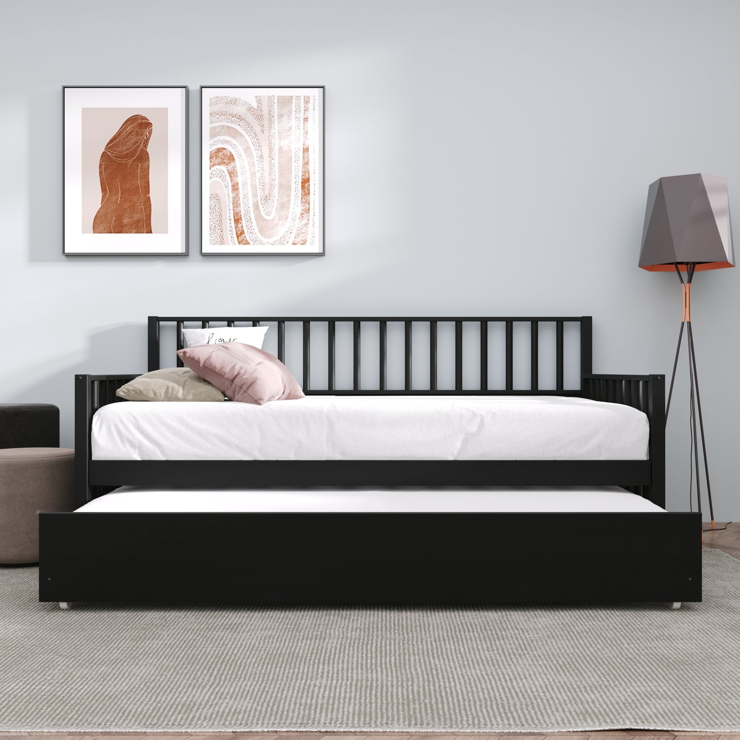 Odean Wooden Twin Size Daybed With Trundle