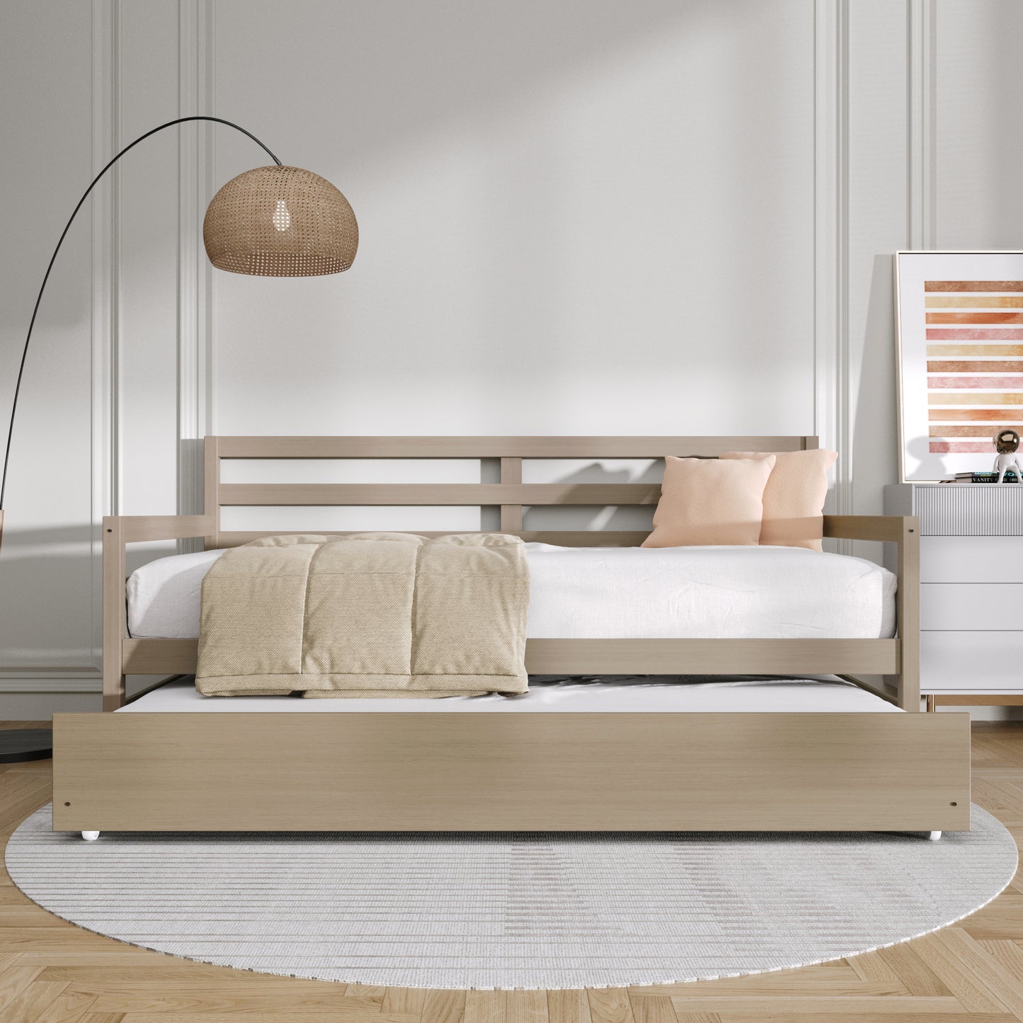 Oeds Rustic Wooden Twin Size Daybed With Trundle