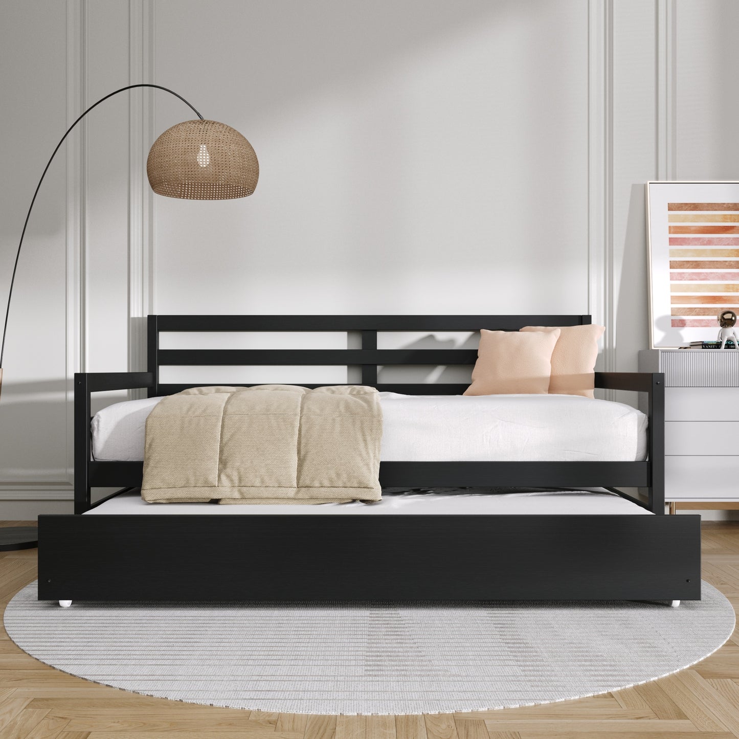 Oeds Rustic Wooden Twin Size Daybed With Trundle