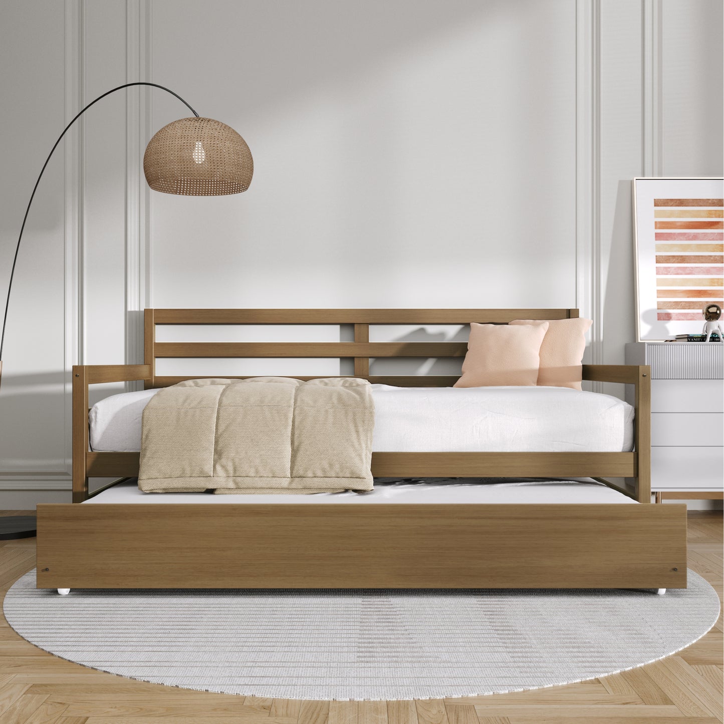 Oeds Rustic Wooden Twin Size Daybed With Trundle