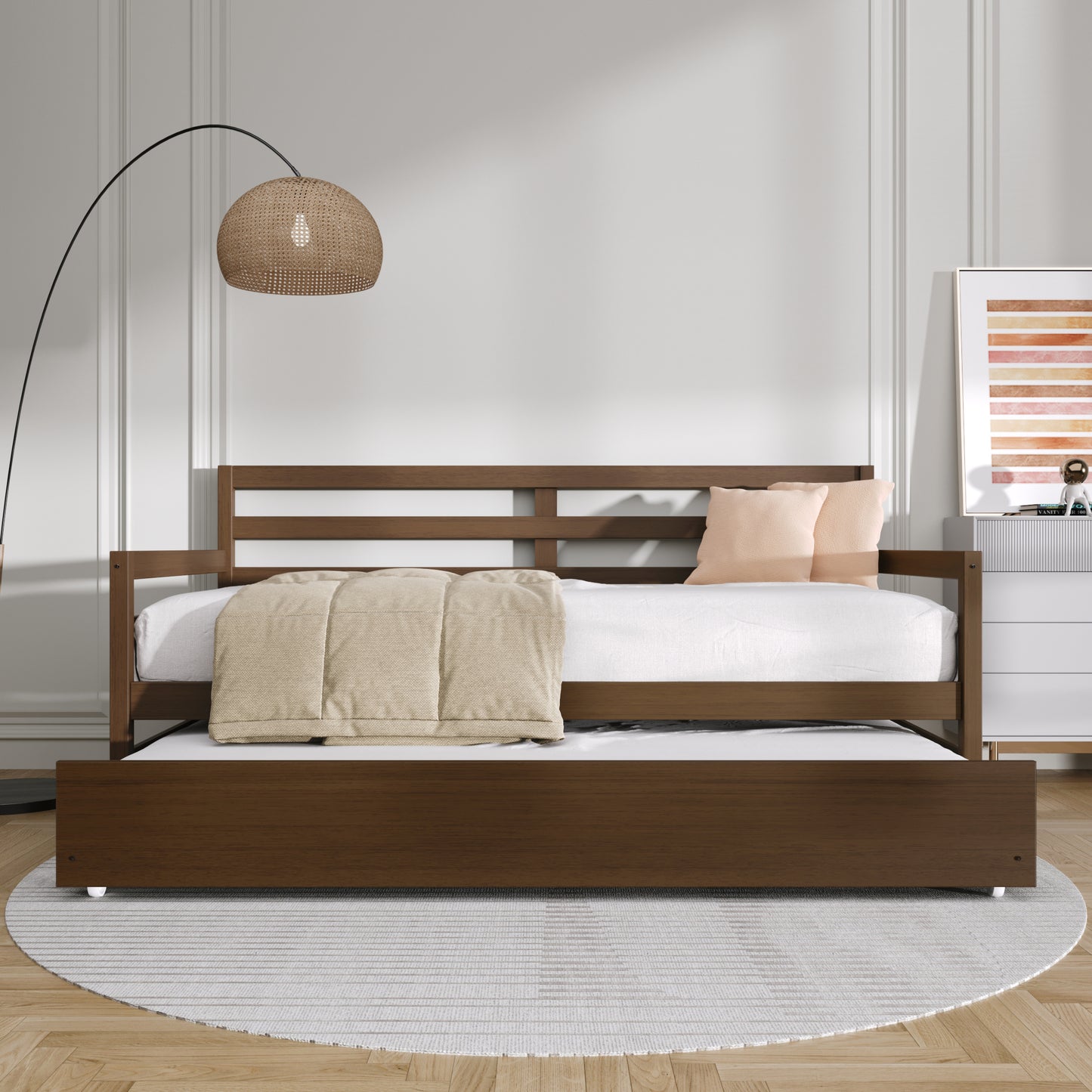 Oeds Rustic Wooden Twin Size Daybed With Trundle