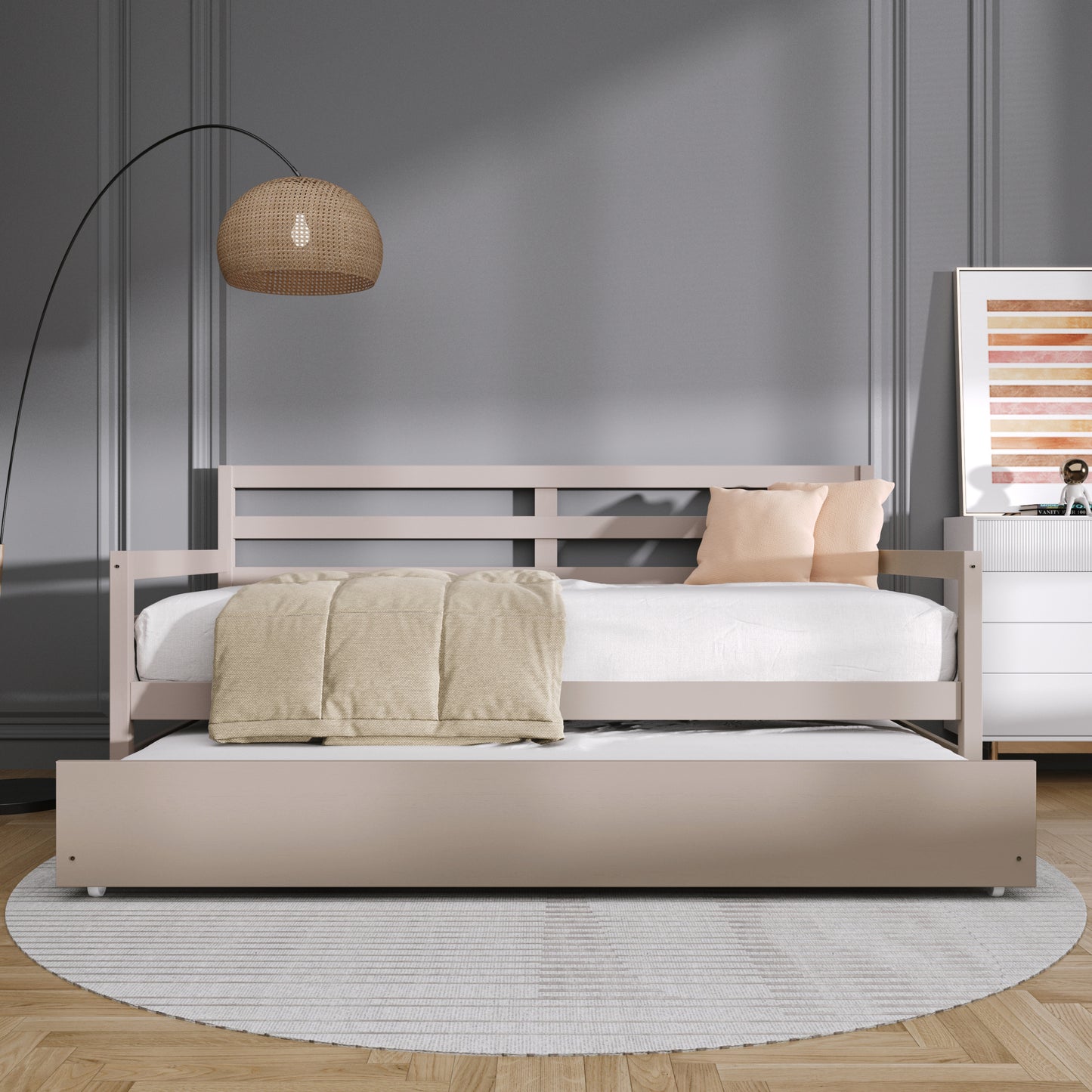 Oeds Rustic Wooden Twin Size Daybed With Trundle