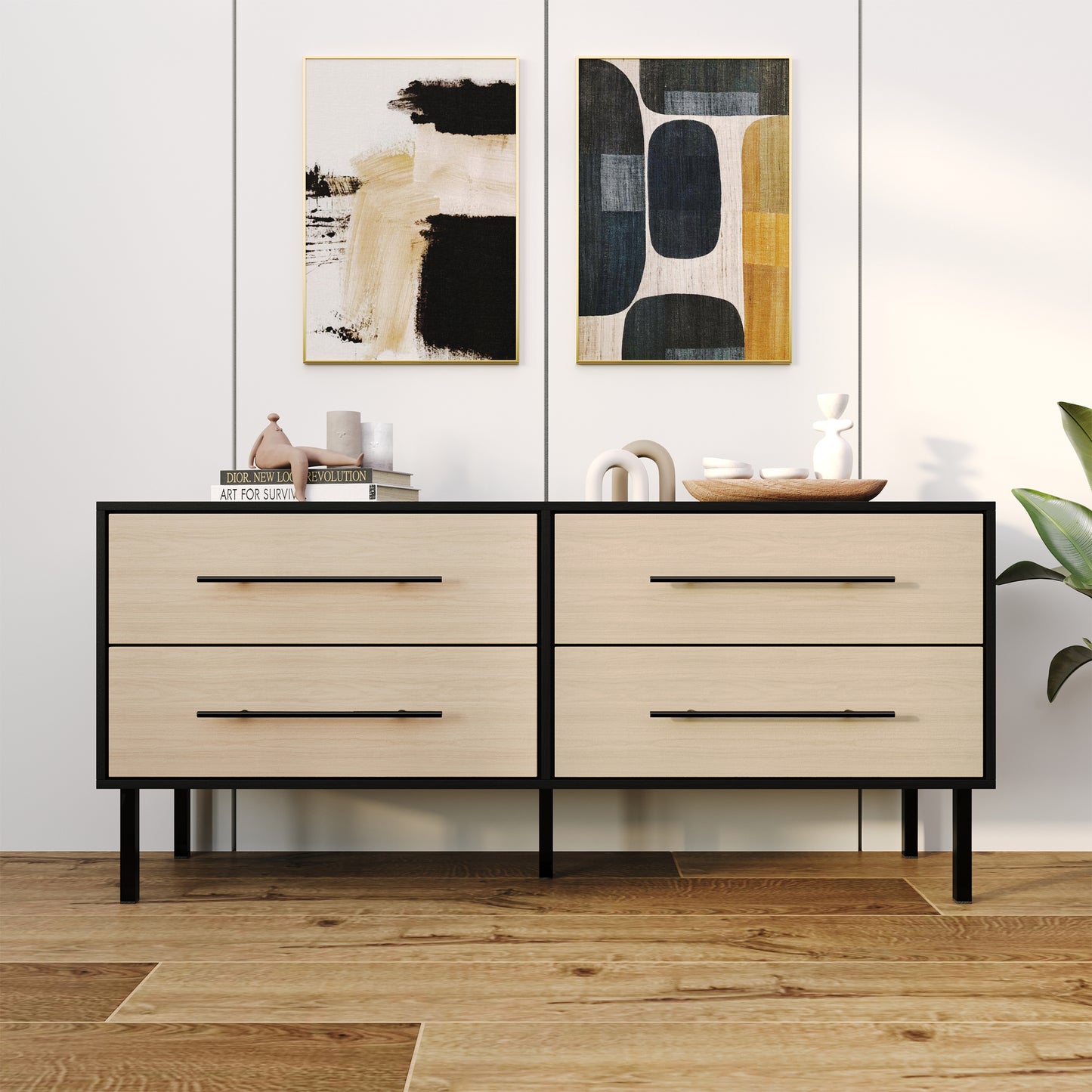 Keven 4-Drawers Wooden Dresser