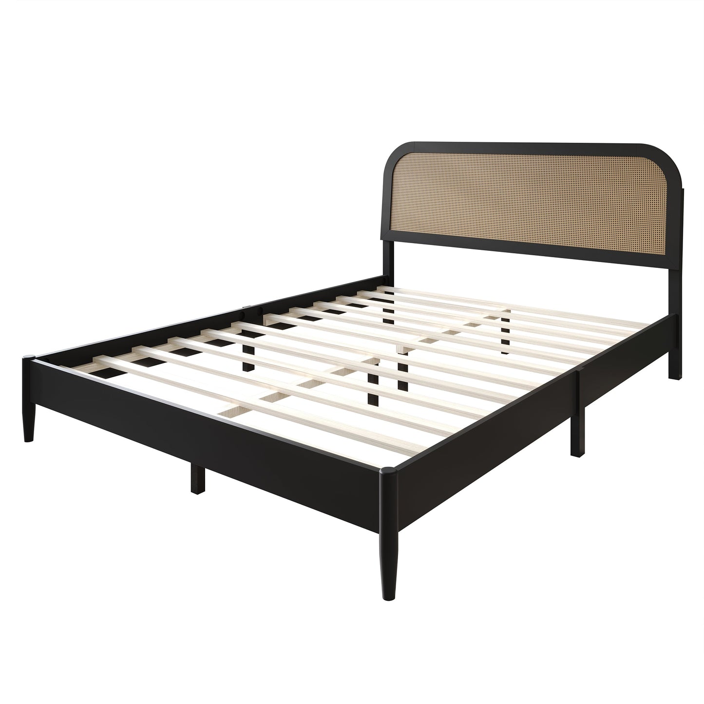 Townson Rustic Wooden Platform Bed with 2 Nightstand