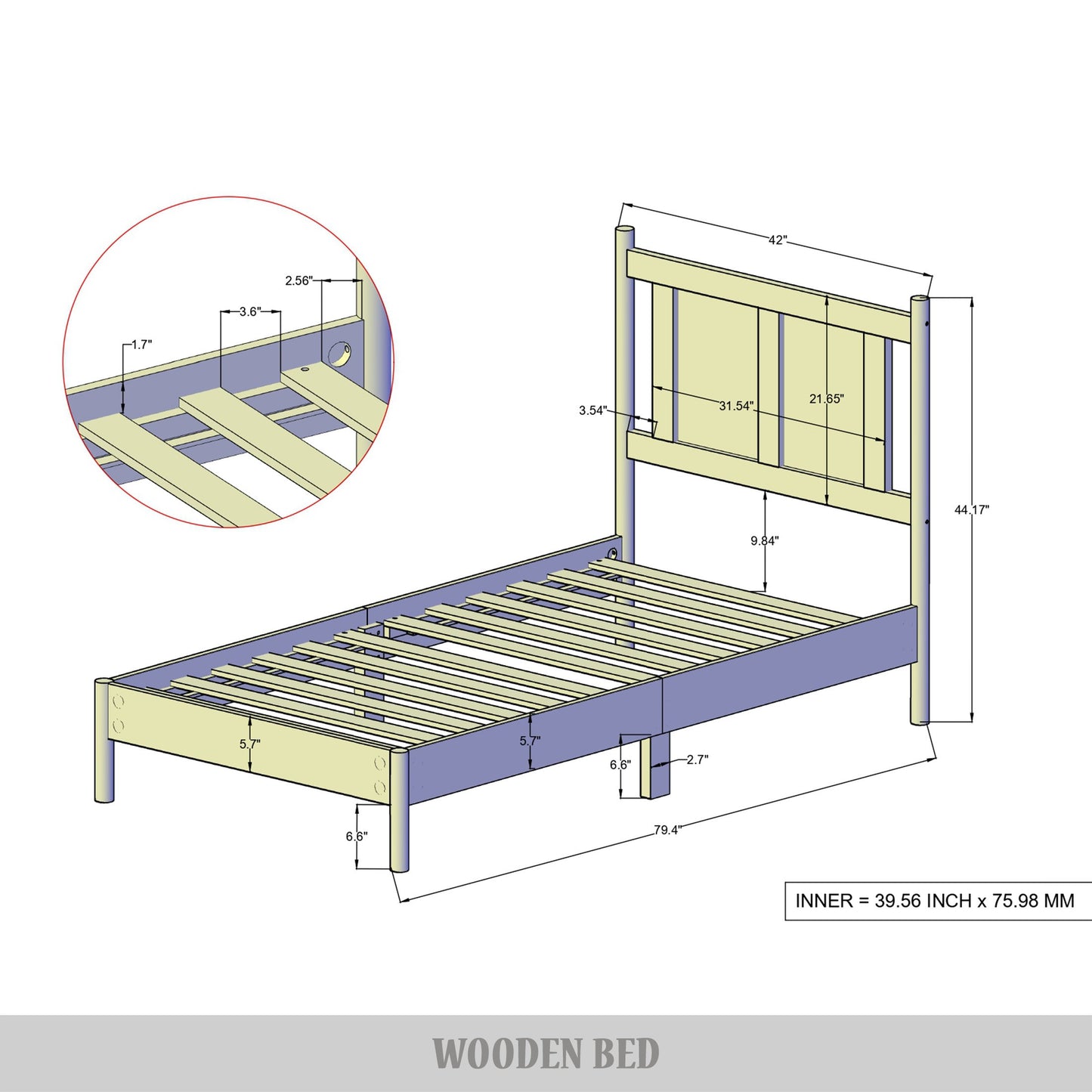 Paitynn Wooden Platform Bed