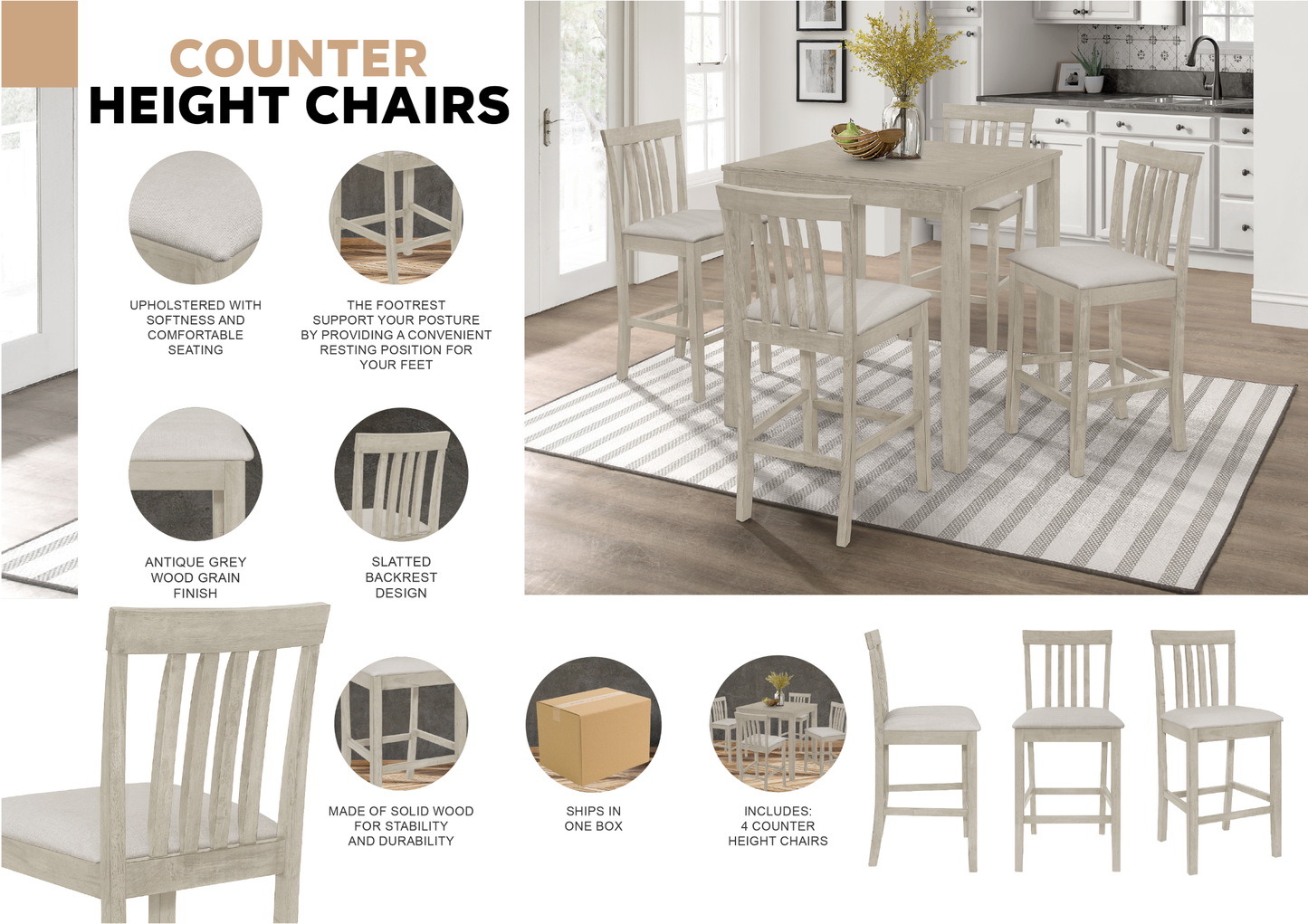 Braun Antique Grey Dining Chairs (Set of 4)