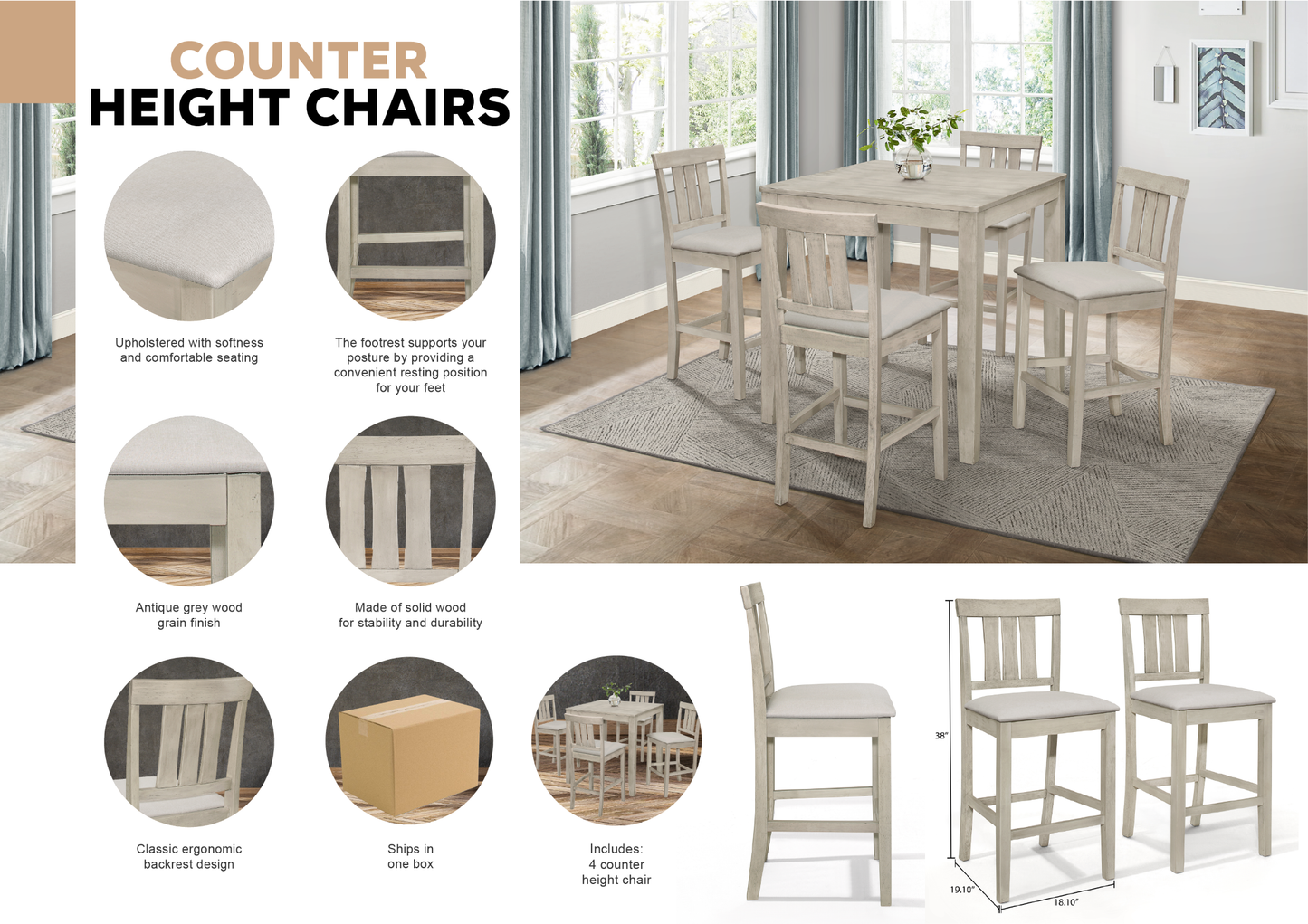 Brannon Clean-lines Counter Height Dining Chairs (Set of 4)