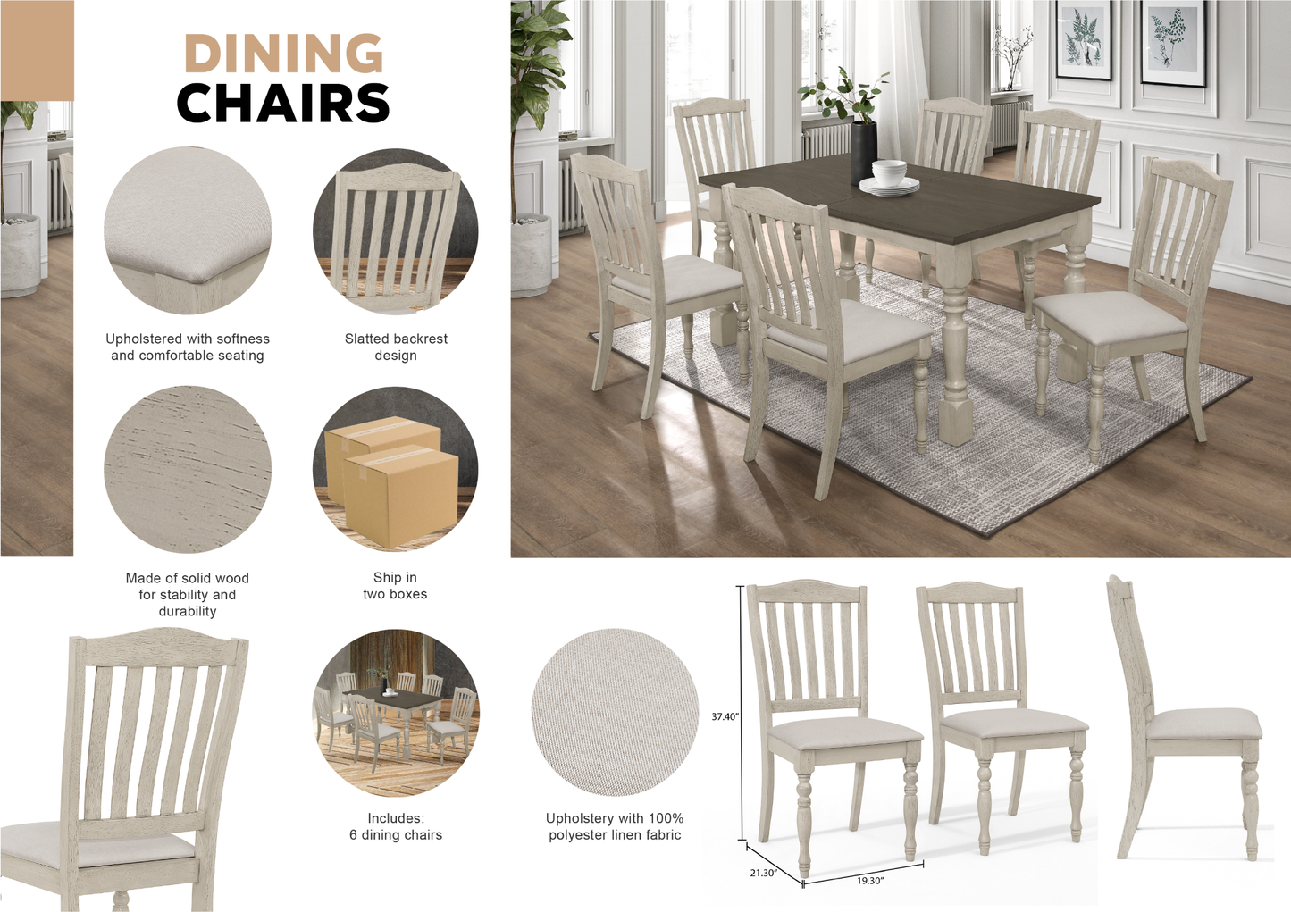 Azhani Mid-century Elegant Dining Chairs (Set of 6)