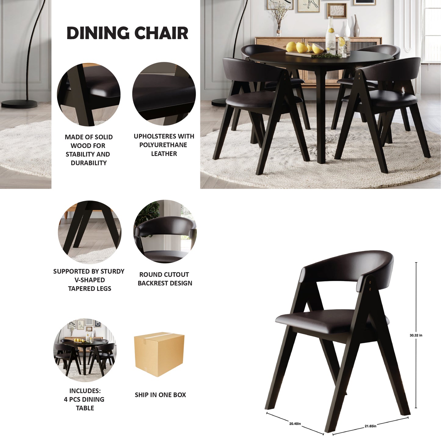 Nayshaun V-shaped Dining Chairs (Set of 4)