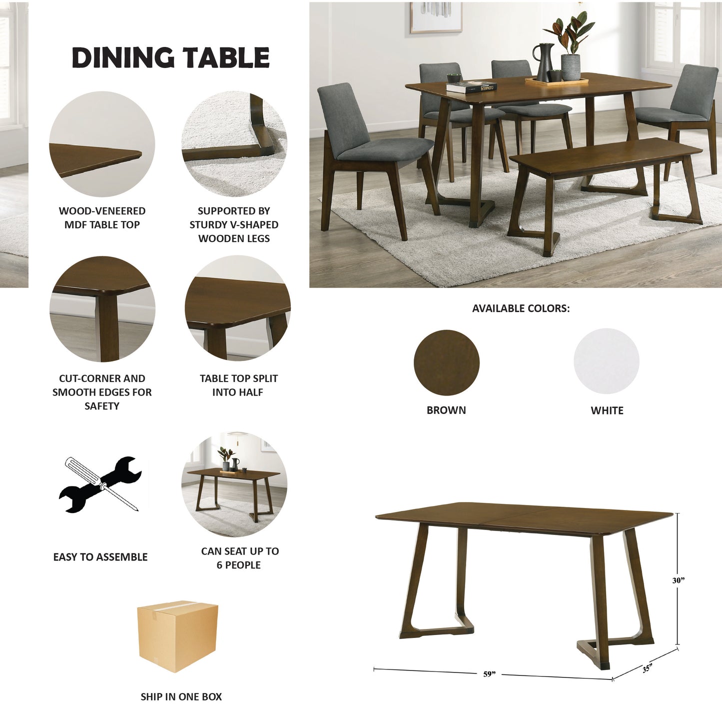 Nema Mid-century Modern Dining Table