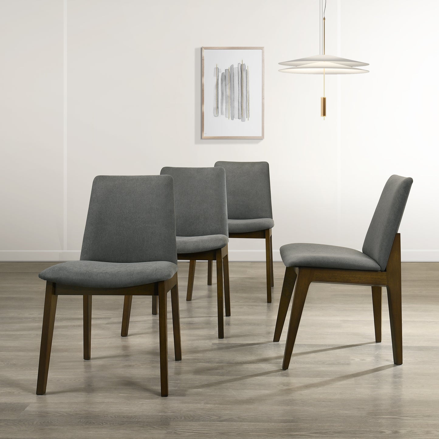 Nema Mid-century Modern Upholstered Dining Chair and Wooden Bench (Set of 5)