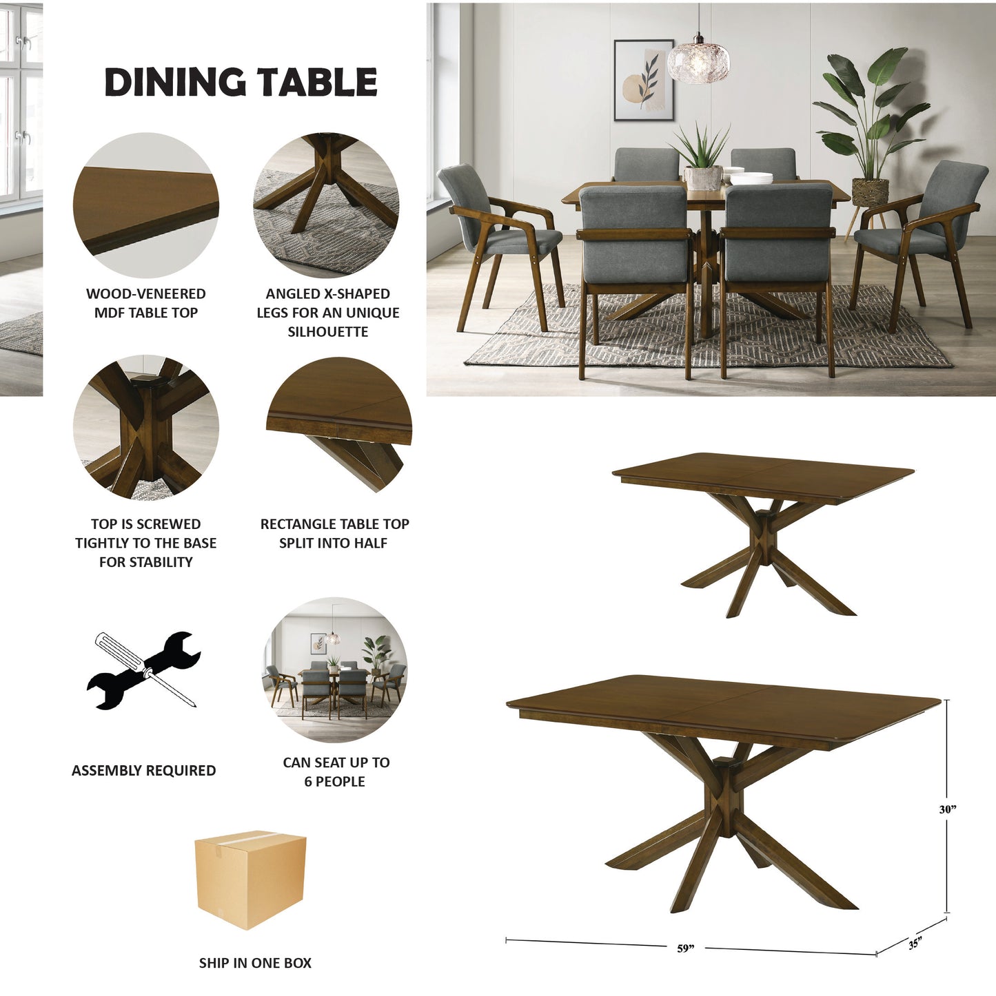 Nedyo Rustic Wooden Dining Table