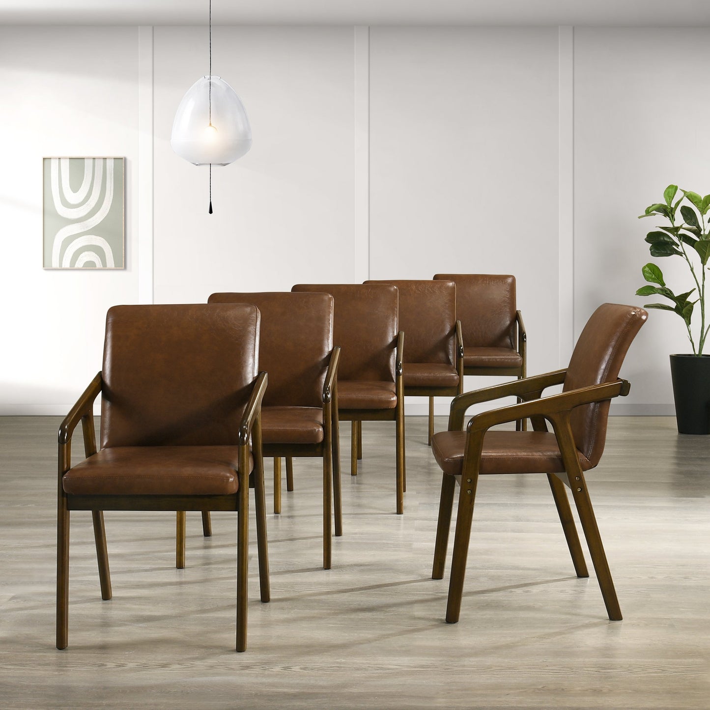 Nedyo Rustic Upholstered Dining Chair (Set of 6)