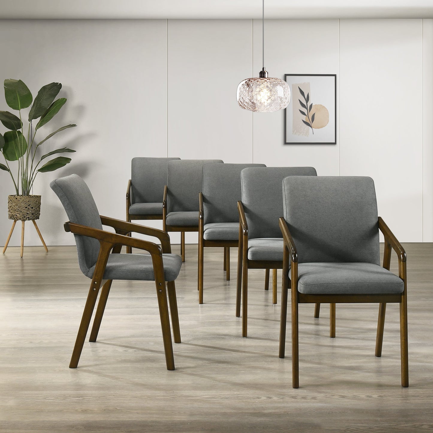 Nedyo Rustic Upholstered Dining Chair (Set of 6)