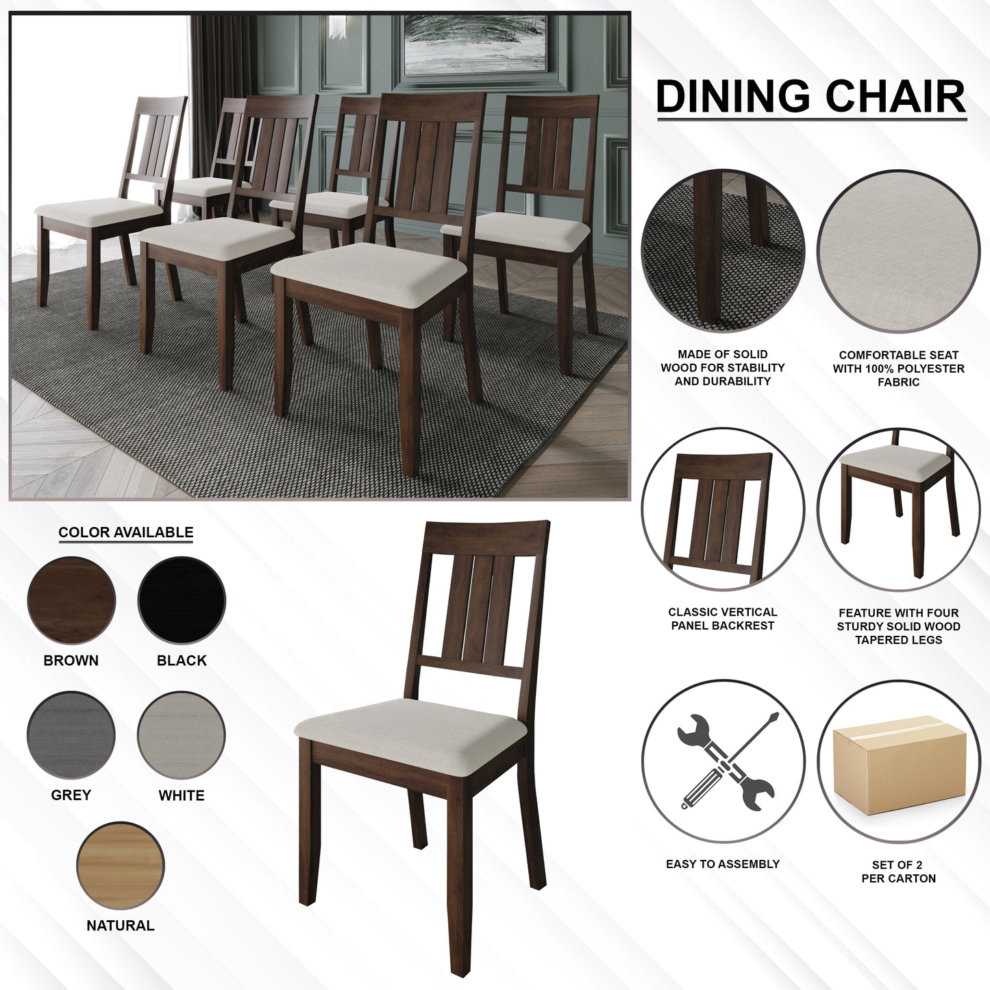 Ocossio Wooden Dining Chairs (Set of 2) - N/A