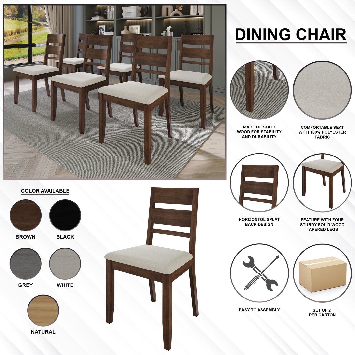 Ocossio Wooden Dining Chairs (Set of 2) - N/A
