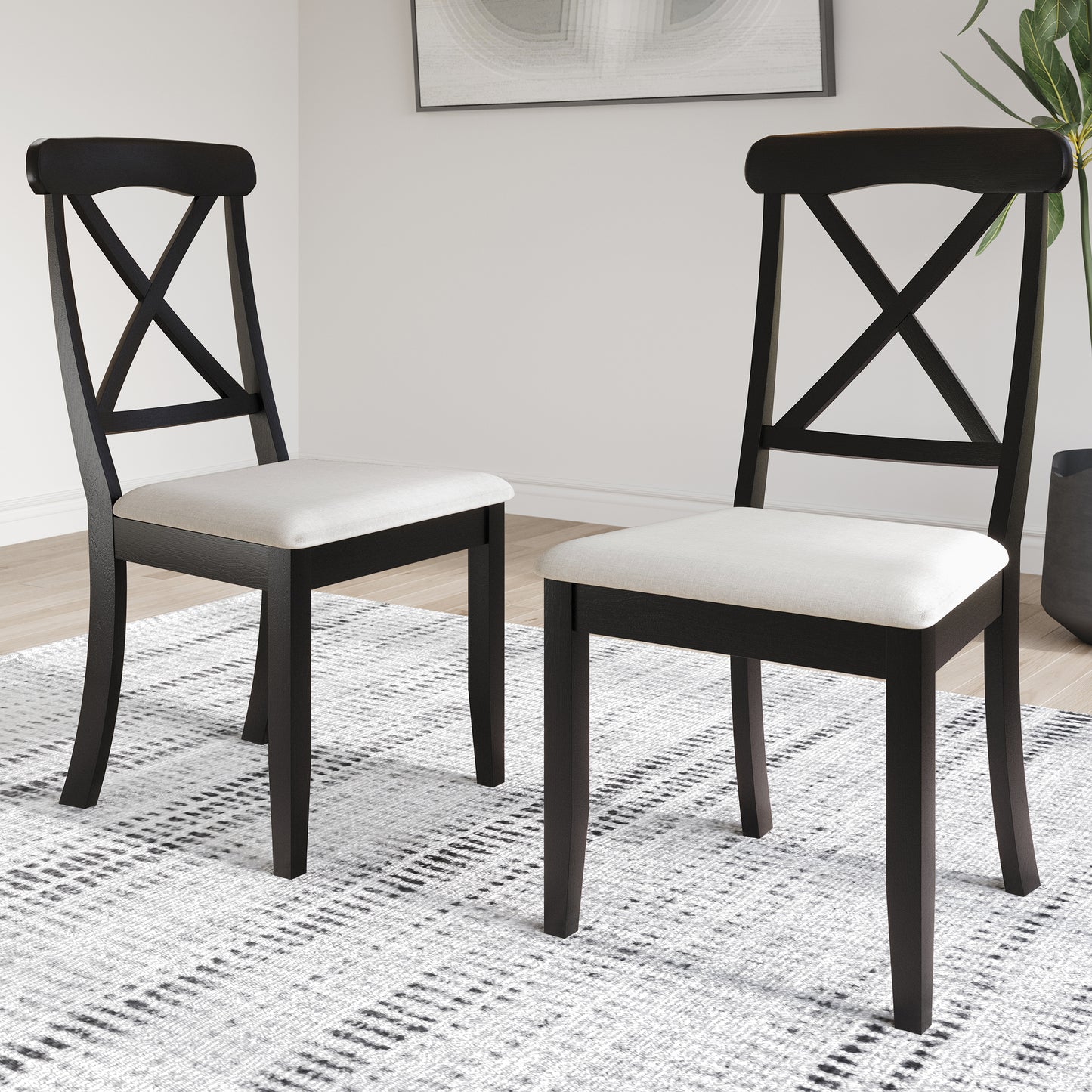 Ocossio Farmhouse Style Wooden Dining Chairs (Set of 2) - N/A