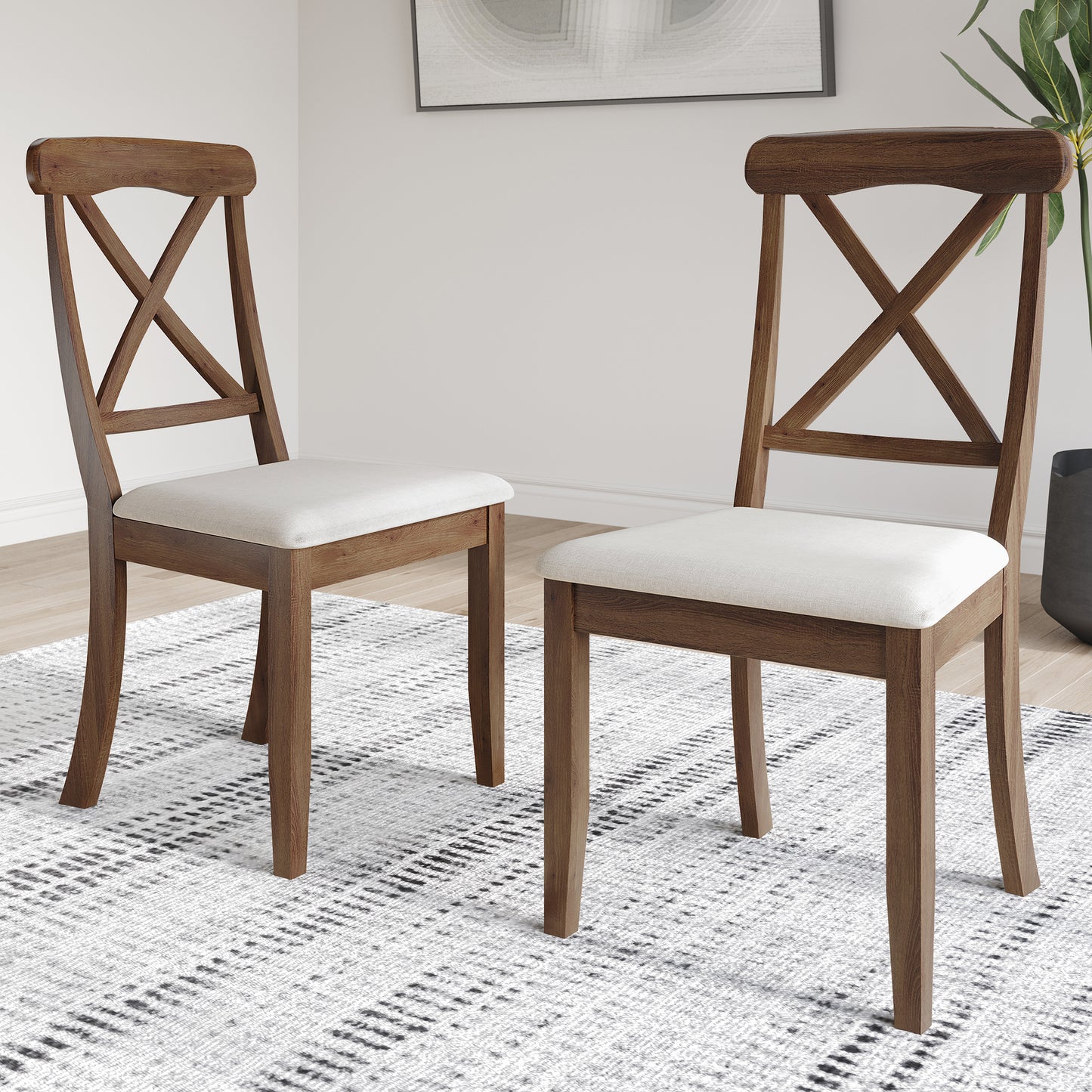 Ocossio Farmhouse Style Wooden Dining Chairs (Set of 2) - N/A