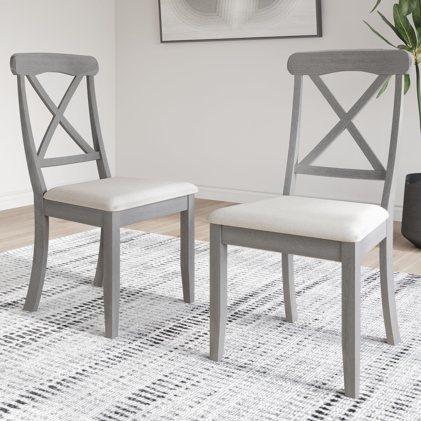 Ocossio Farmhouse Style Wooden Dining Chairs (Set of 2) - N/A