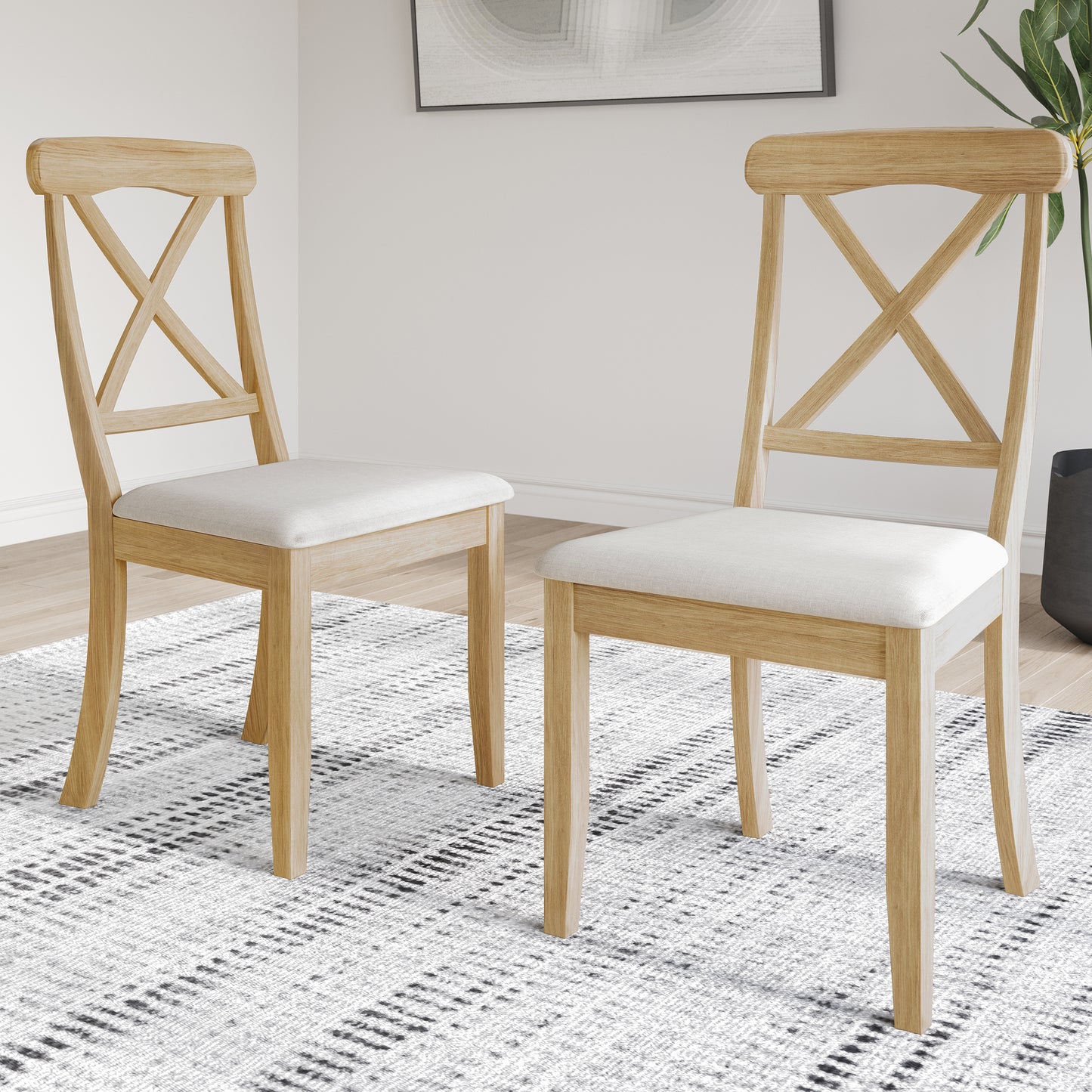 Ocossio Farmhouse Style Wooden Dining Chairs (Set of 2) - N/A