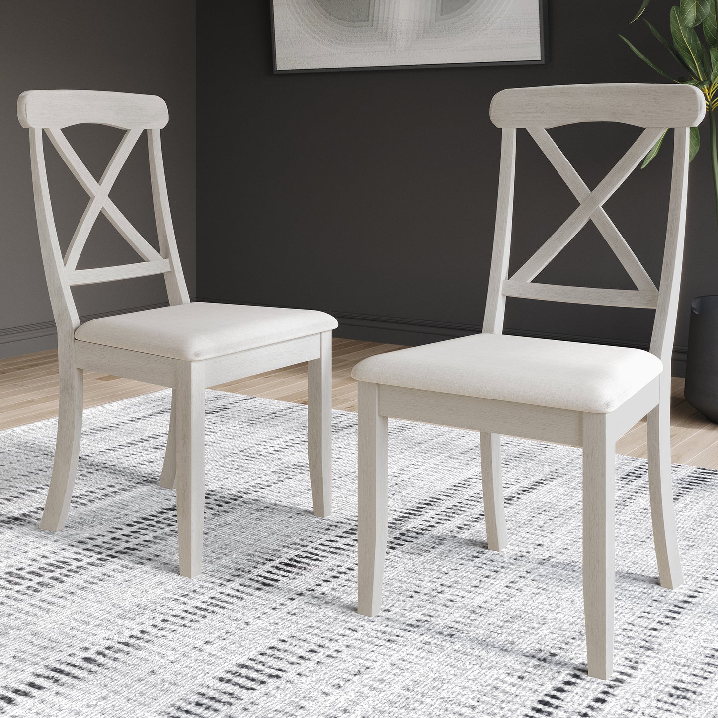 Ocossio Farmhouse Style Wooden Dining Chairs (Set of 2) - N/A