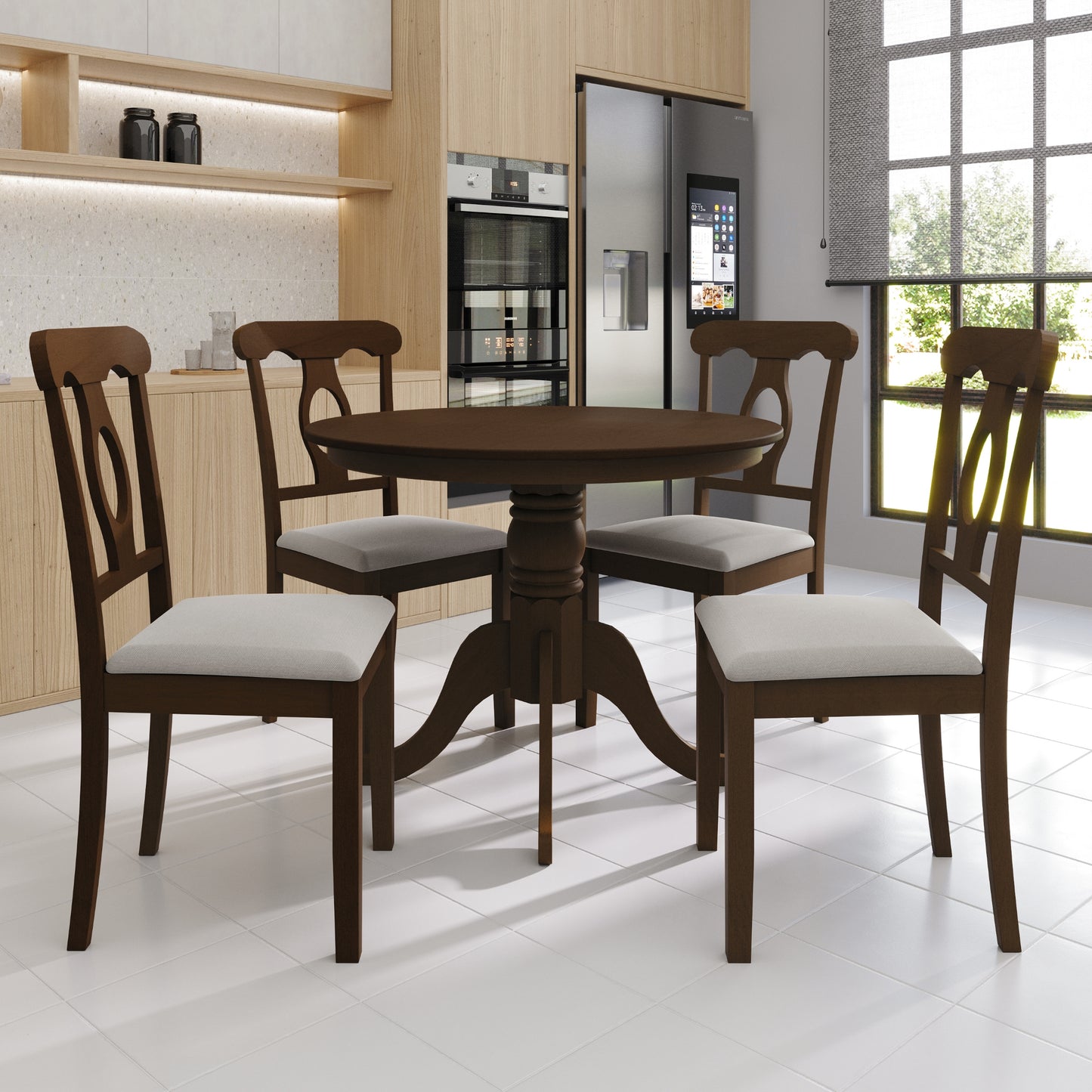 Rashika Mid-Century 5-piece Wooden Dining Set