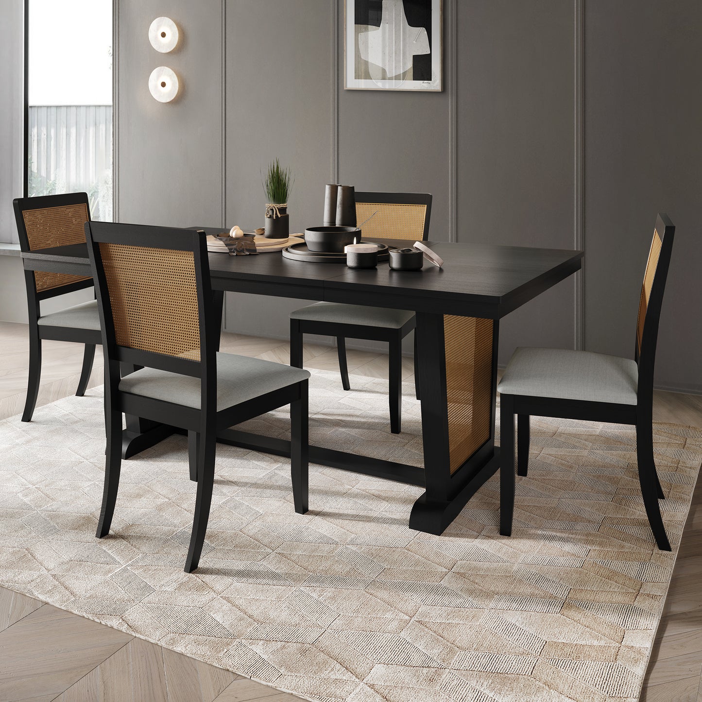 Taire 66'' L Rustic Wooden Dining Table