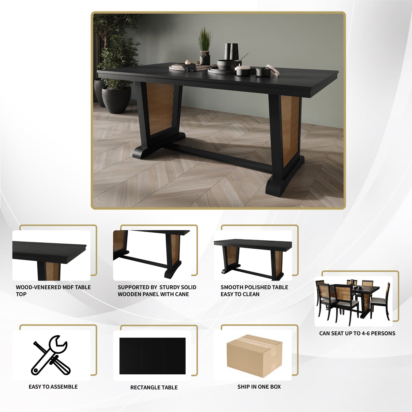 Taire 66'' L Rustic Wooden Dining Table