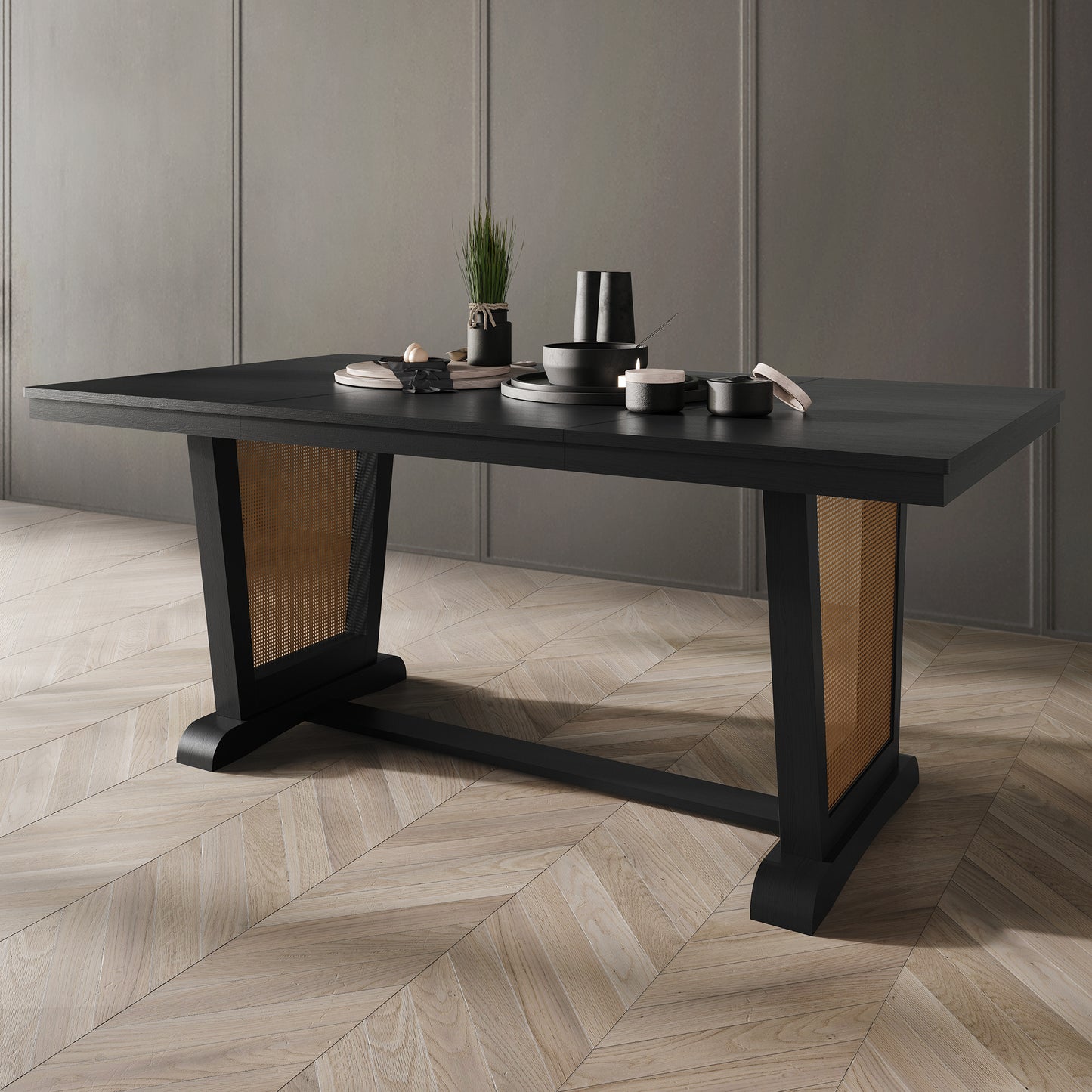 Taire 66'' L Rustic Wooden Dining Table