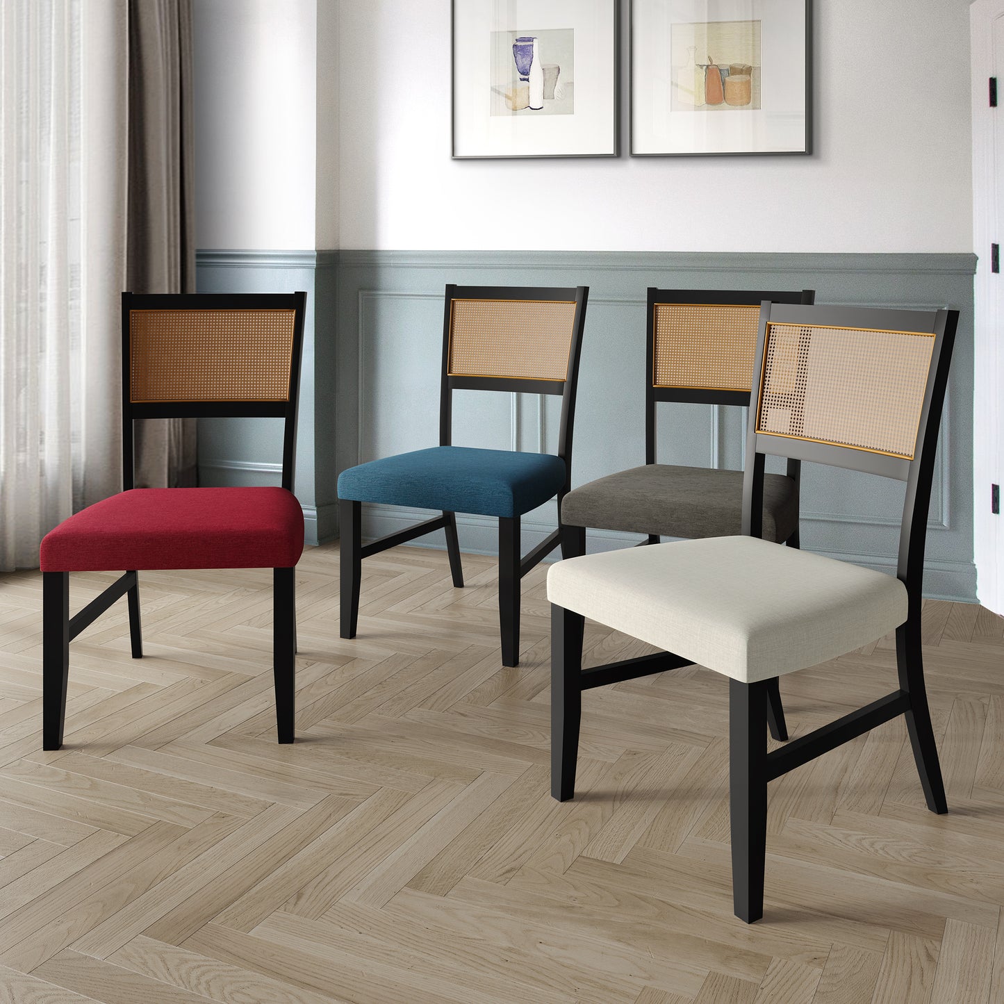 Avalanna 4-Piece Linen Wooden Dining Chair