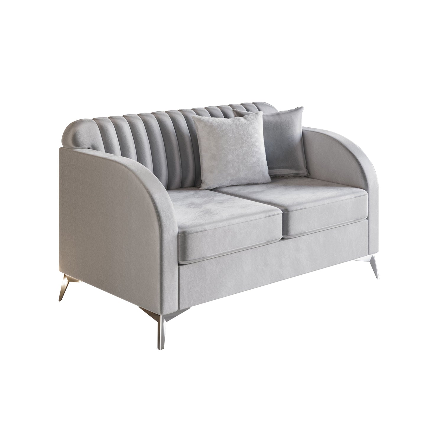 Cheribin Vertical Channel Tufted Velvet Upholstered Loveseat