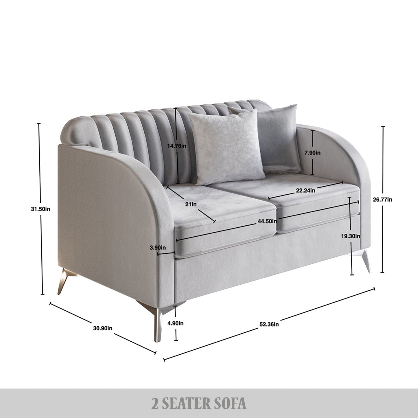 Cheribin Vertical Channel Tufted Velvet Upholstered Loveseat