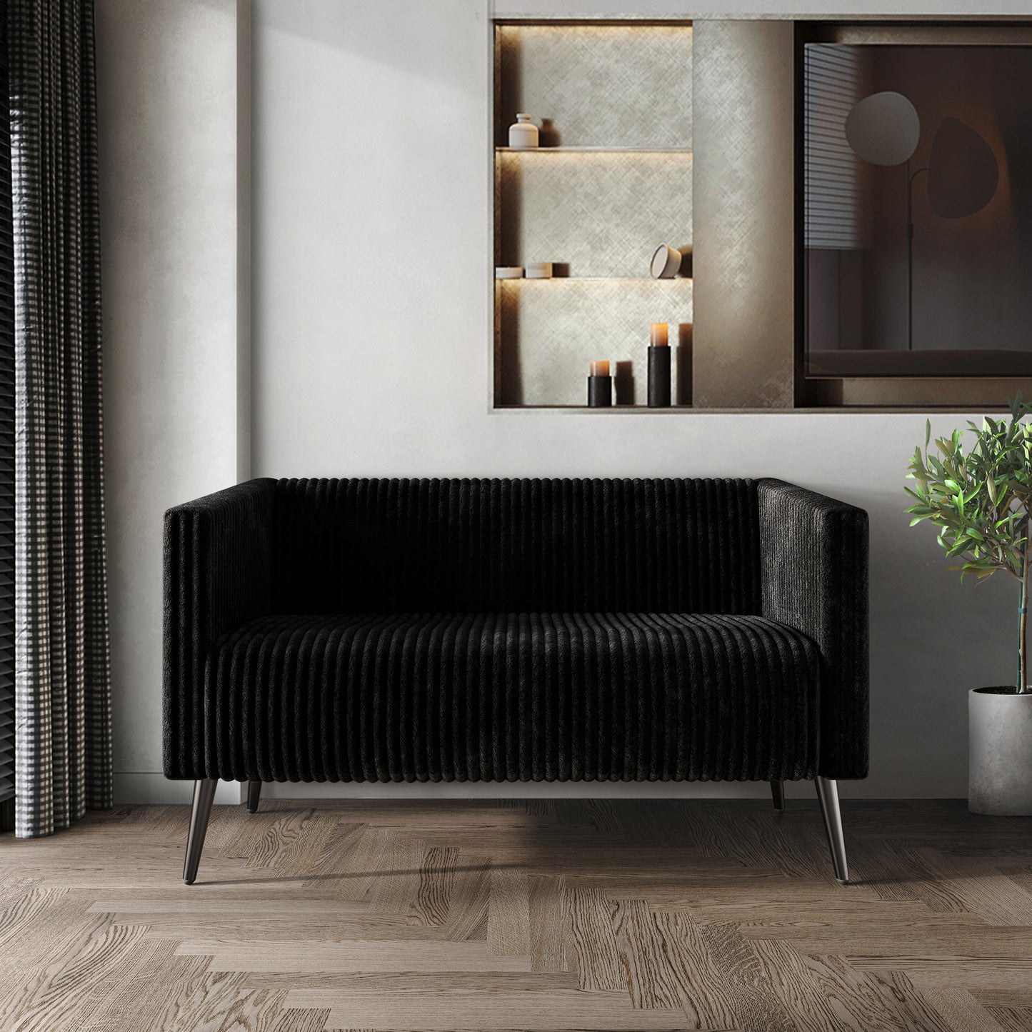 Schermick Modern and Glamorous Velvet Upholstered Loveseat