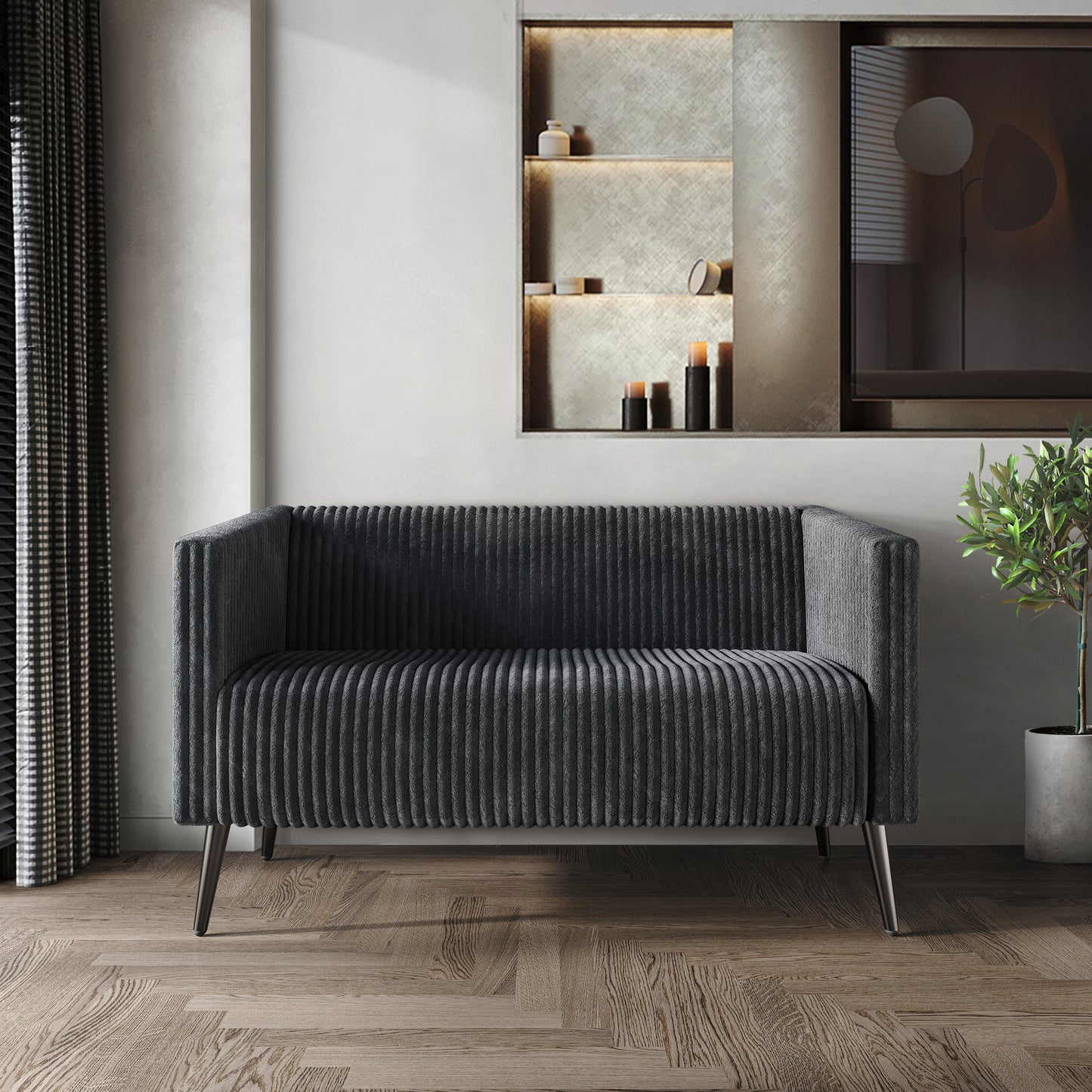 Schermick Modern and Glamorous Velvet Upholstered Loveseat