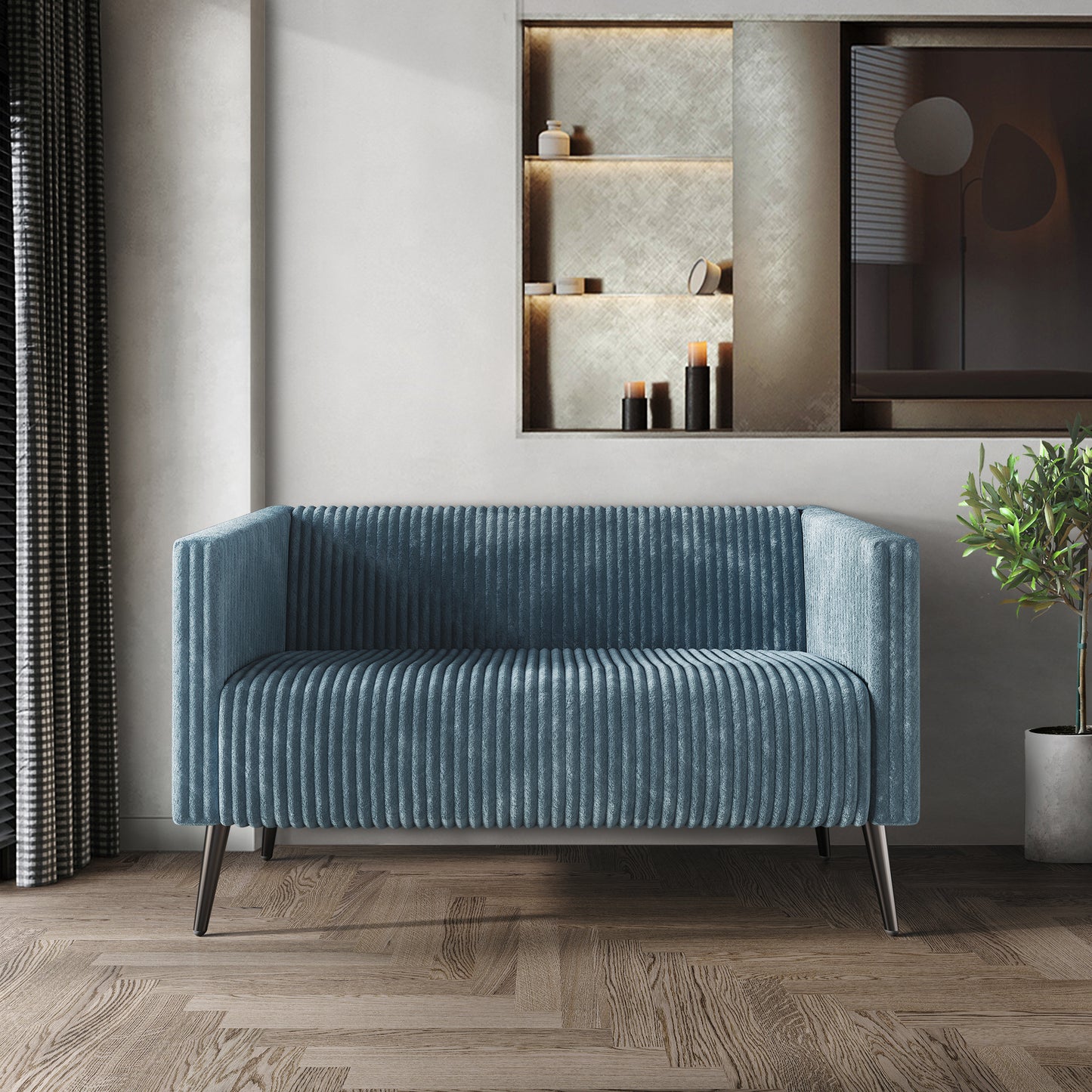 Schermick Modern and Glamorous Velvet Upholstered Loveseat