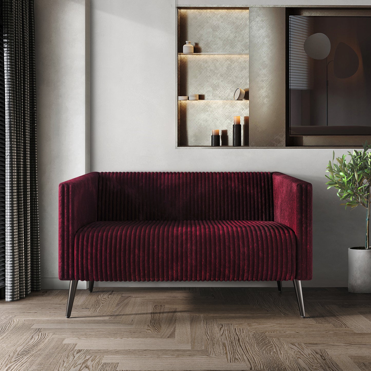 Schermick Modern and Glamorous Velvet Upholstered Loveseat
