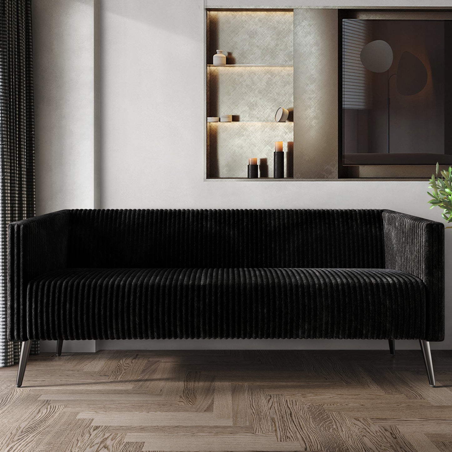 Schermick Modern and Glamorous Velvet Upholstered Sofa