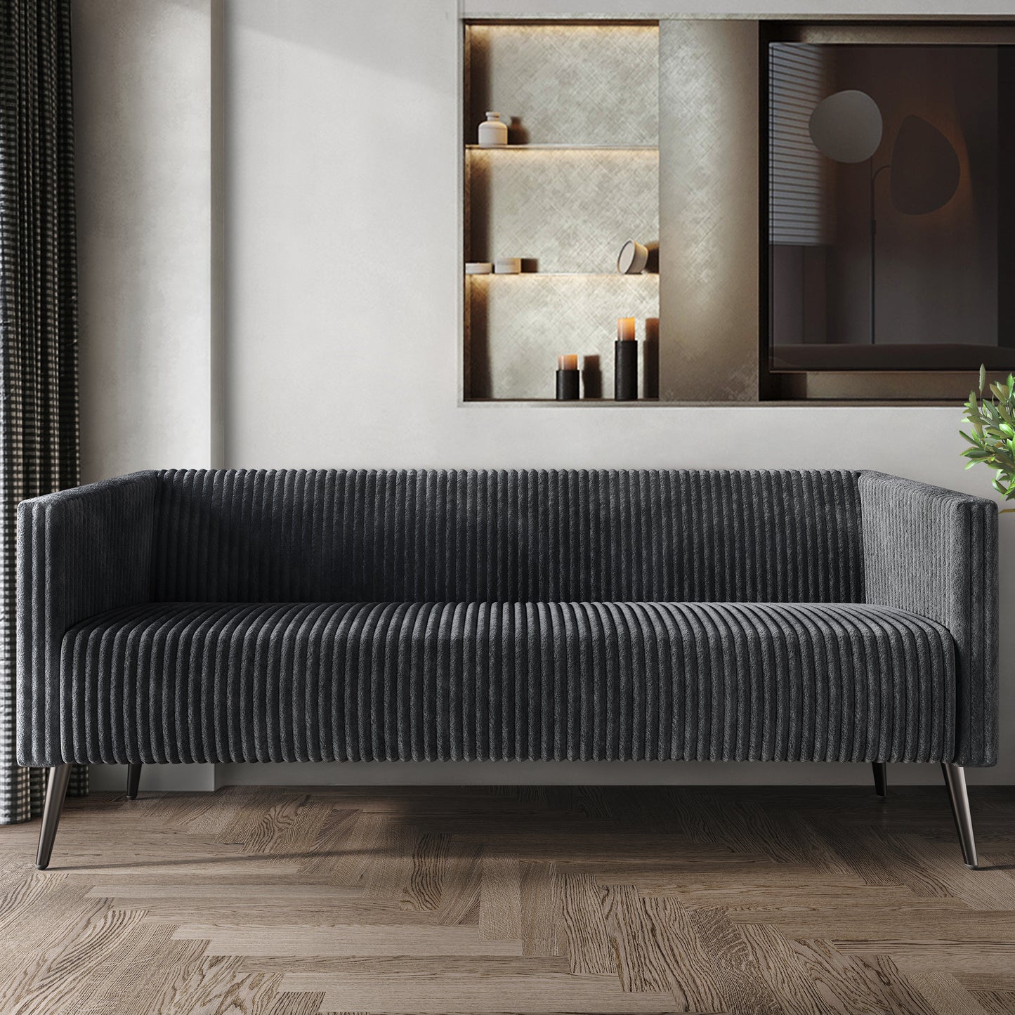 Schermick Modern and Glamorous Velvet Upholstered Sofa